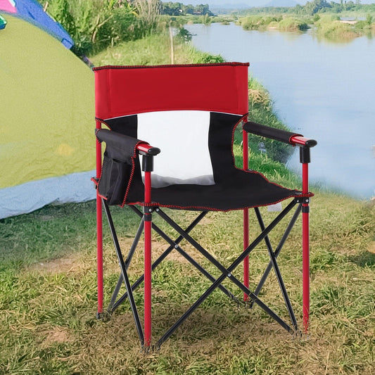 Outsunny Red Folding Camping Chair: Metal Frame, Sponge Padded - ALL4U RETAILER LTD