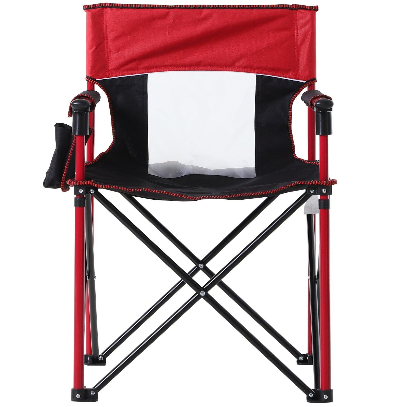 Outsunny Red Folding Camping Chair: Metal Frame, Sponge Padded - ALL4U RETAILER LTD