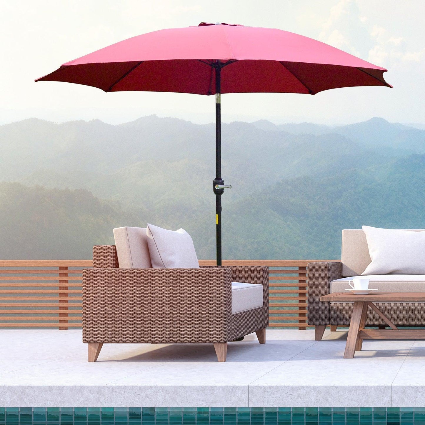 Outsunny Red Umbrella: 2.6M Parasol for Vibrant Shade - ALL4U RETAILER LTD