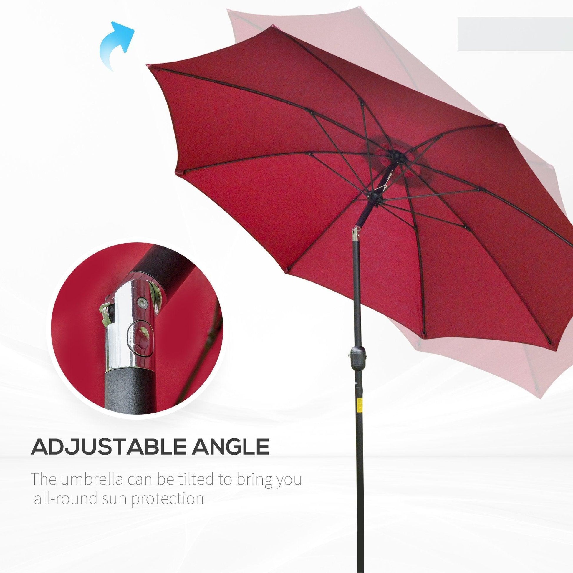 Outsunny Red Umbrella: 2.6M Parasol for Vibrant Shade - ALL4U RETAILER LTD