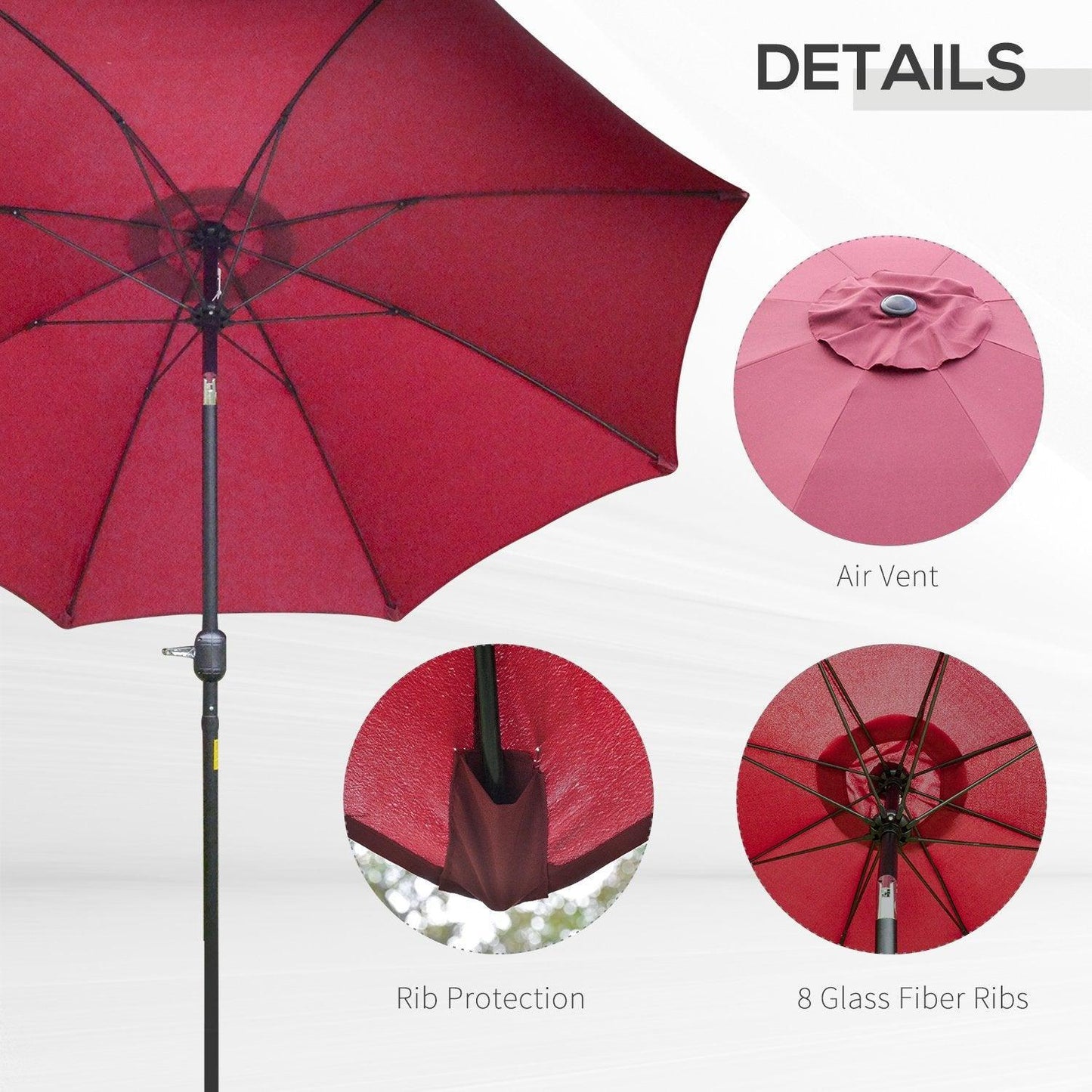 Outsunny Red Umbrella: 2.6M Parasol for Vibrant Shade - ALL4U RETAILER LTD