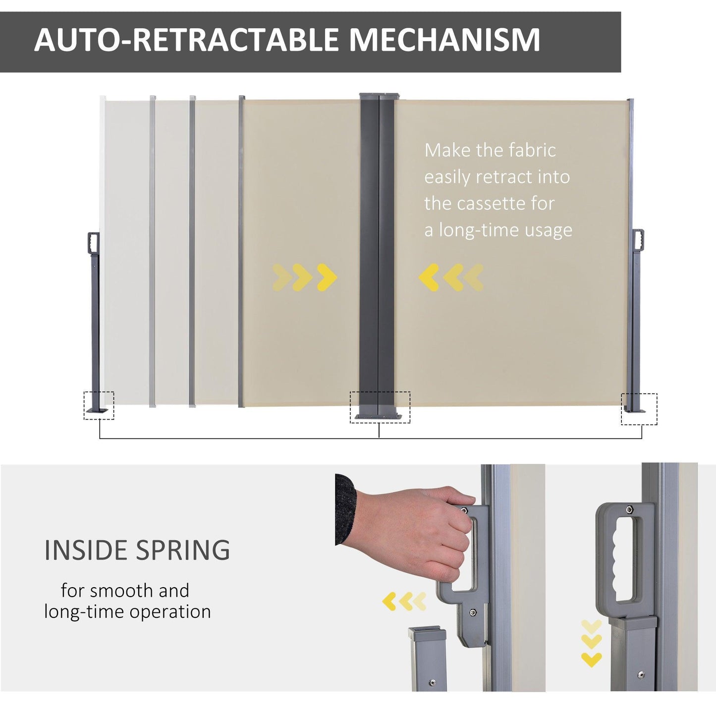 Outsunny Retractable Awning - 6x1.6m, Beige - ALL4U RETAILER LTD