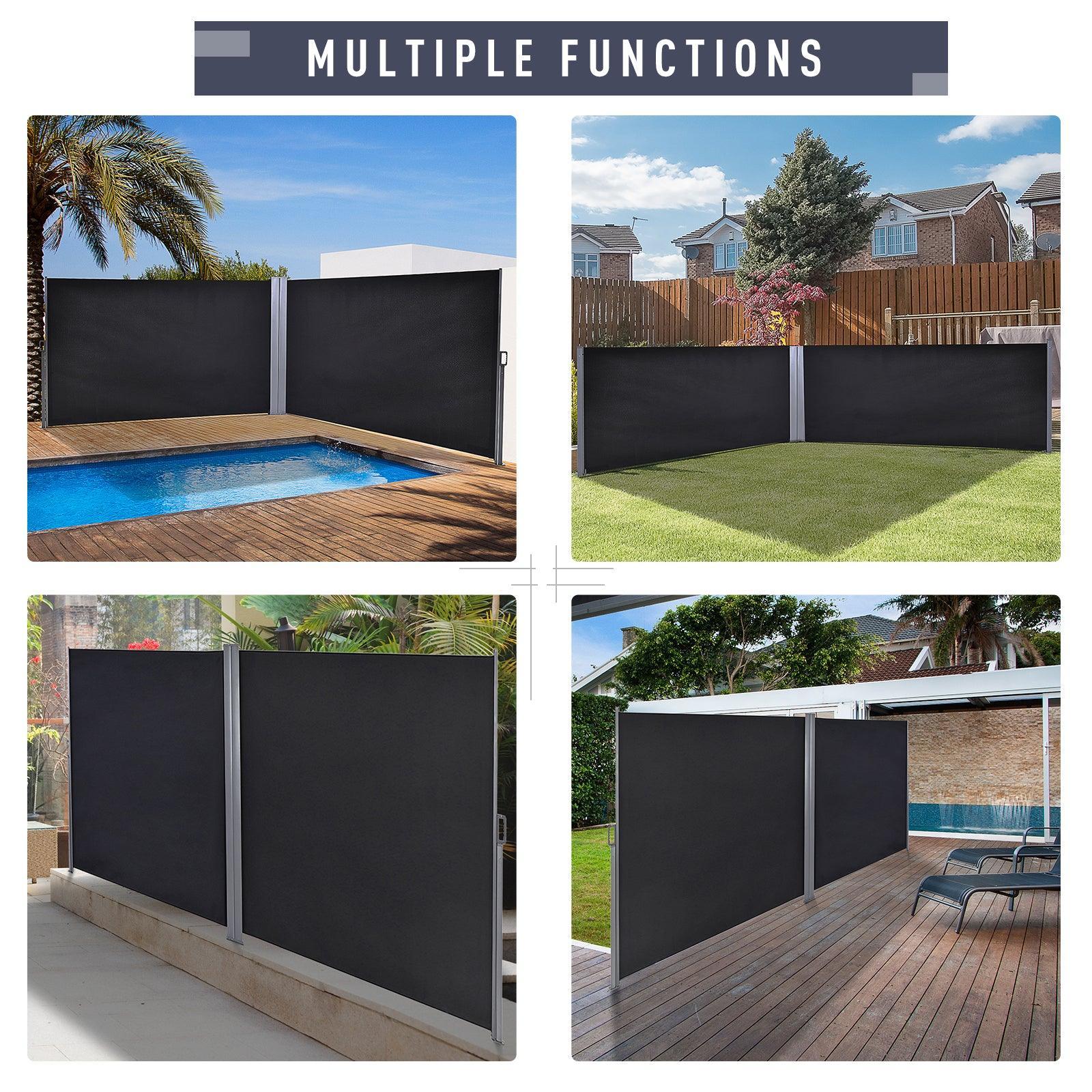 Outsunny Retractable Double Canopy Sun Shade - 6x1.6m - ALL4U RETAILER LTD