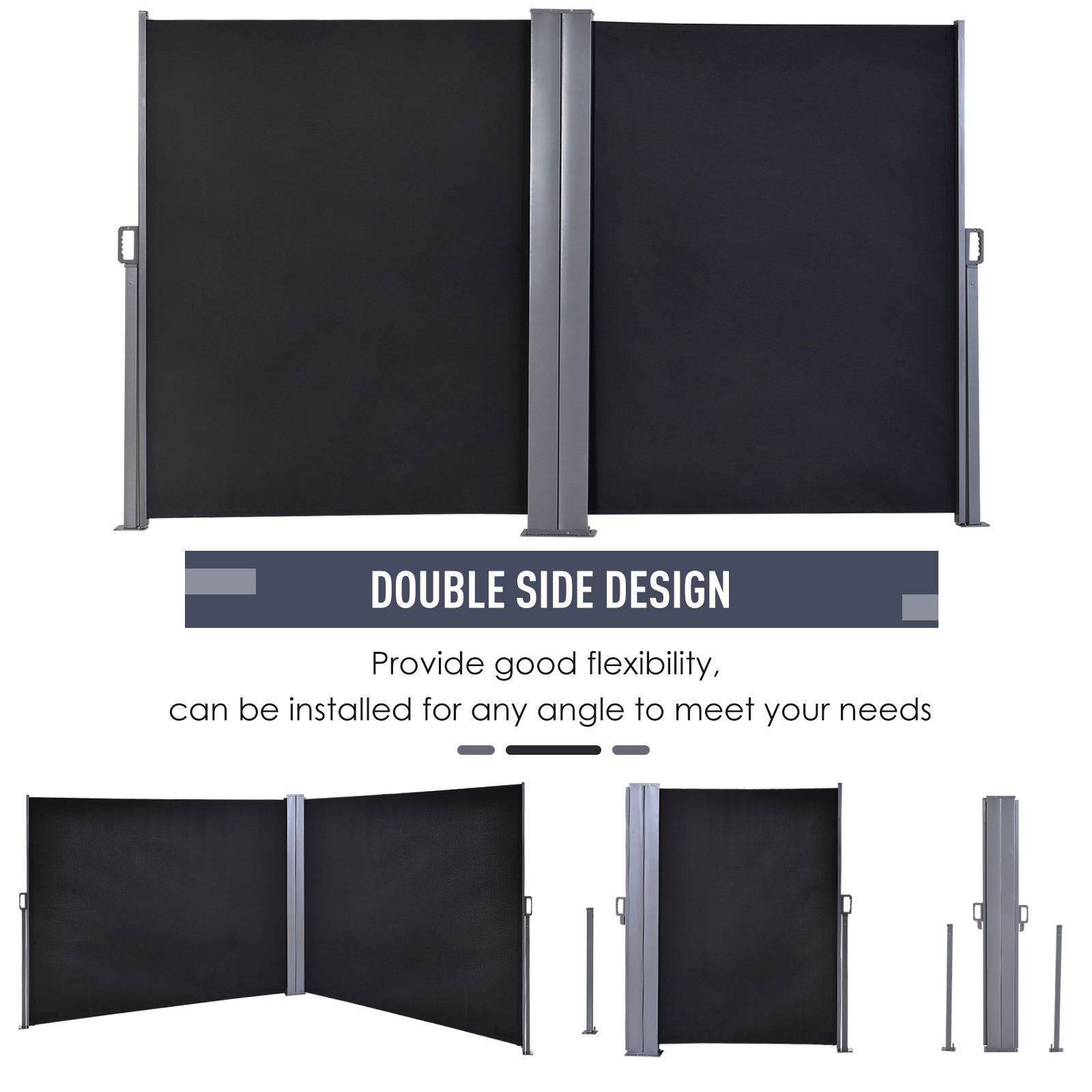 Outsunny Retractable Double Side Awning - Grey Steel Frame - ALL4U RETAILER LTD