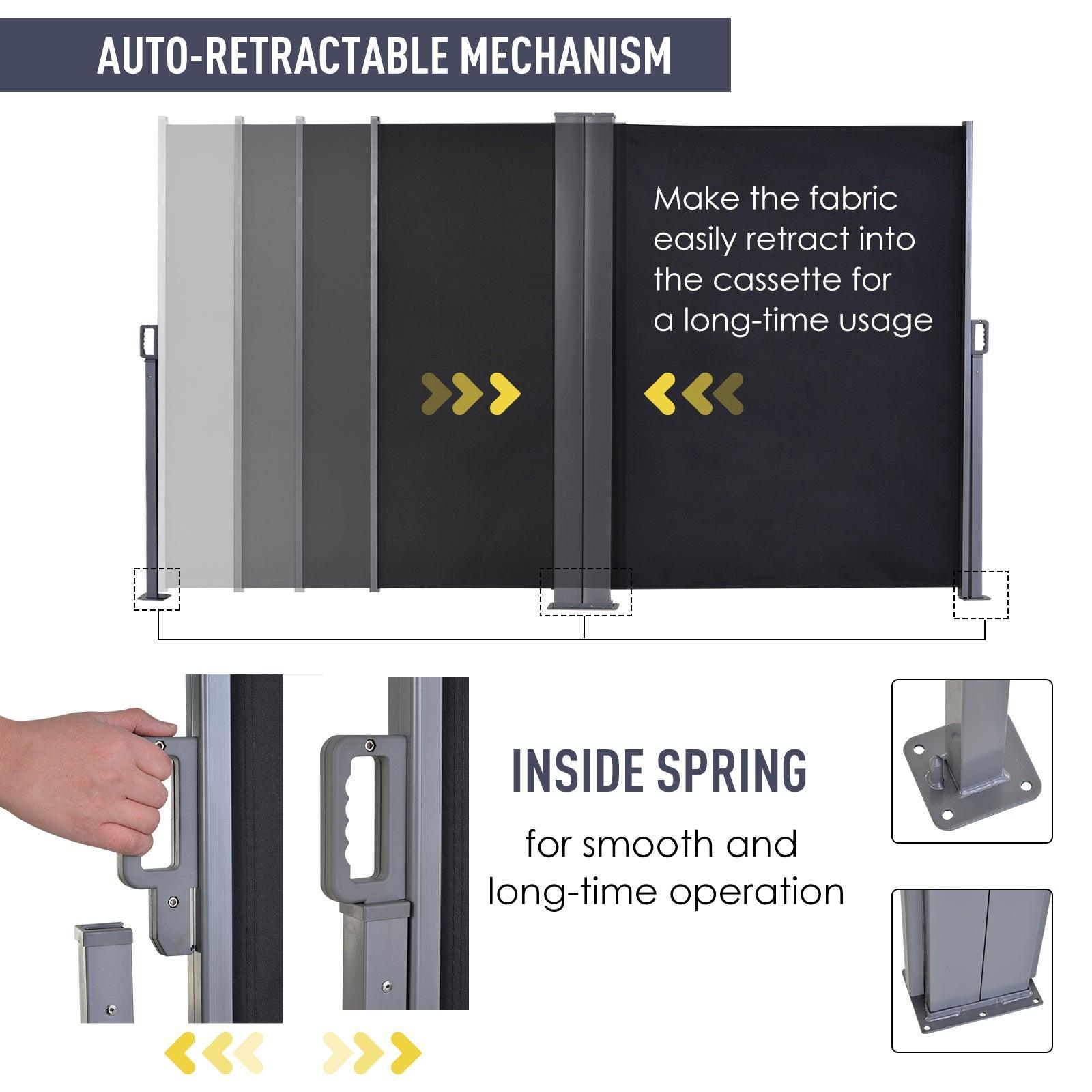 Outsunny Retractable Double Side Awning - Grey Steel Frame - ALL4U RETAILER LTD