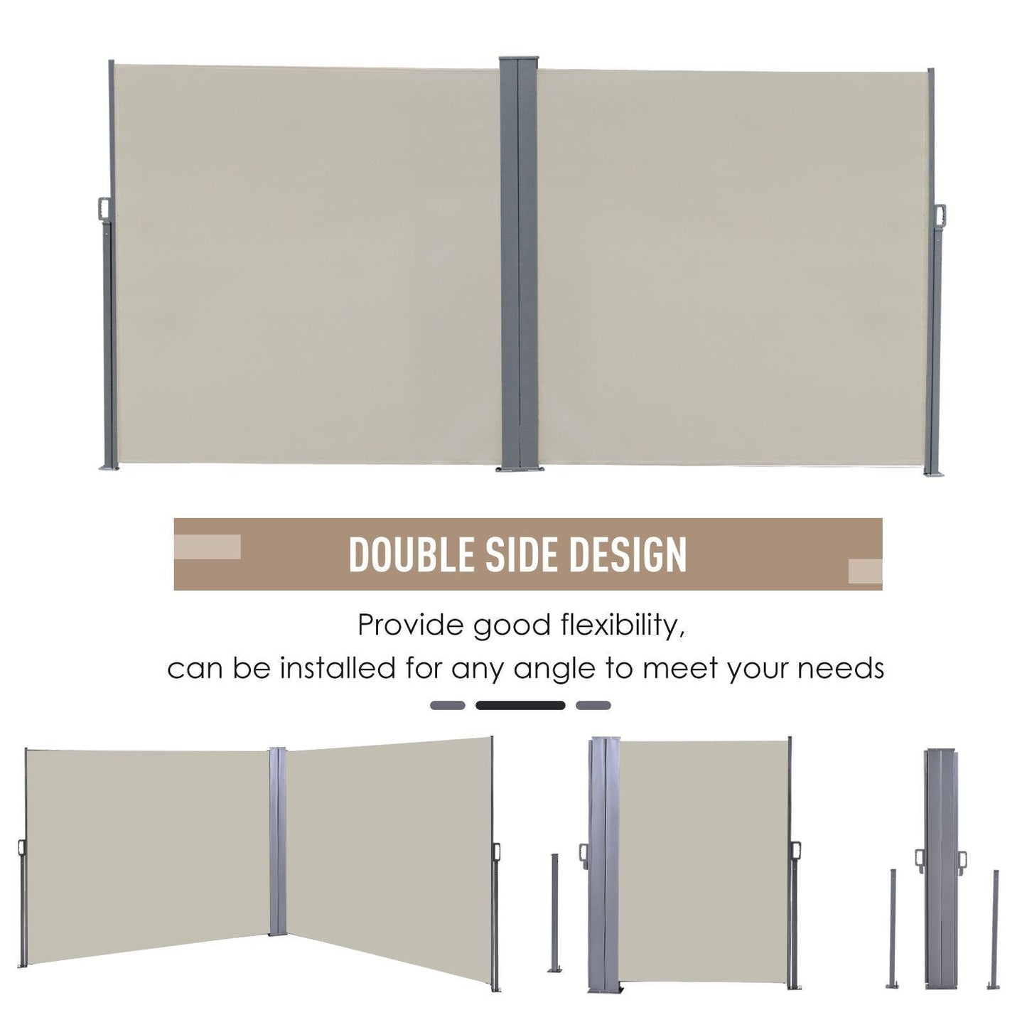 Outsunny Retractable Double Side Awning: Privacy Screen - ALL4U RETAILER LTD