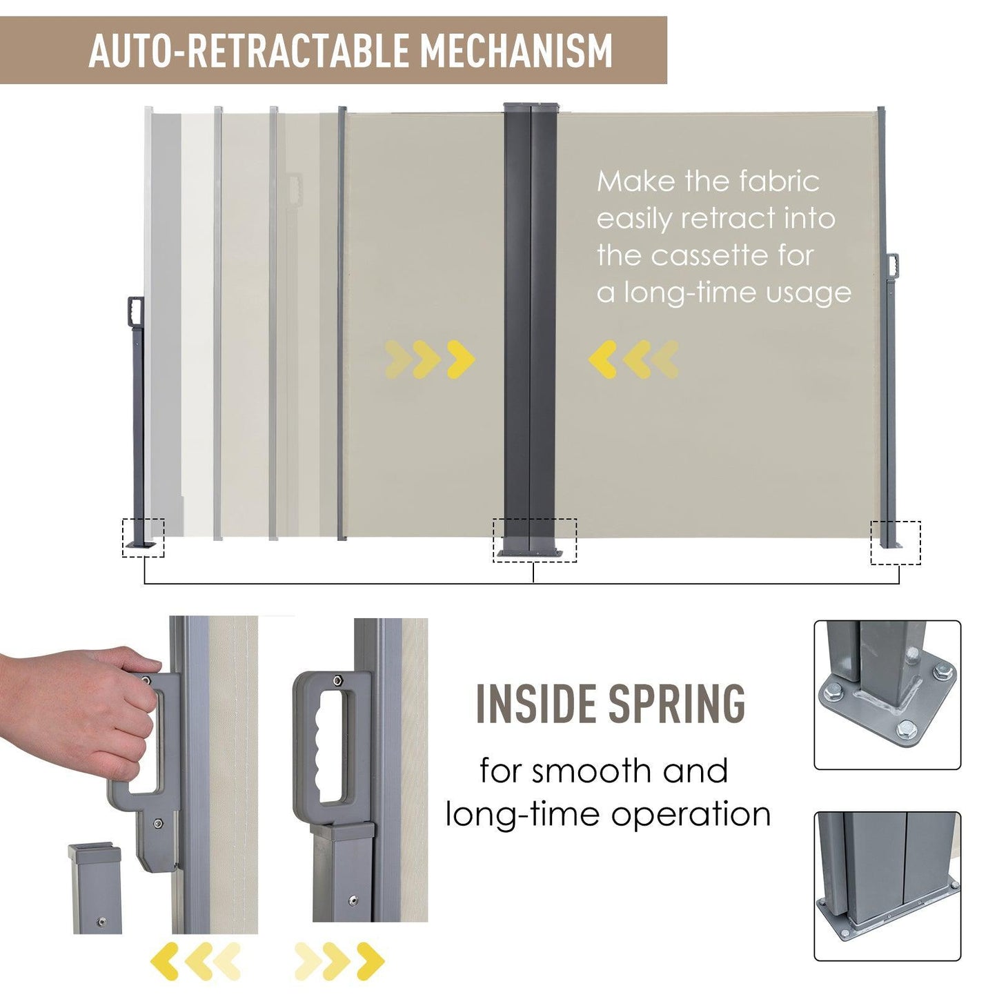 Outsunny Retractable Double Side Awning: Privacy Screen - ALL4U RETAILER LTD