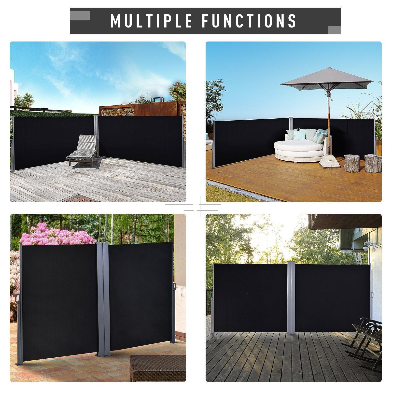 Outsunny Retractable Double-Sided Awning - Black - ALL4U RETAILER LTD