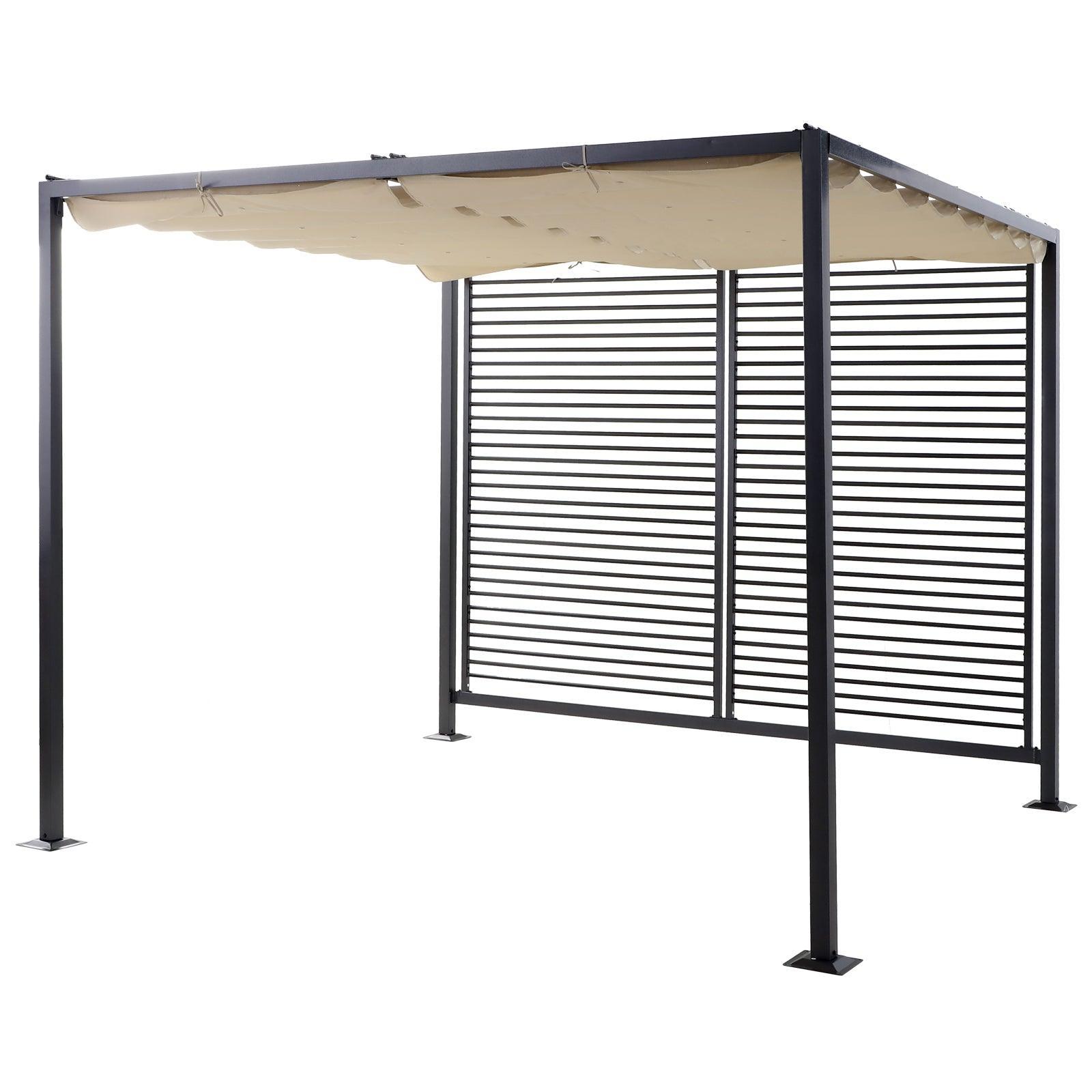 Outsunny Retractable Metal Garden Pergola - 2.8m x 3m, Beige - ALL4U RETAILER LTD