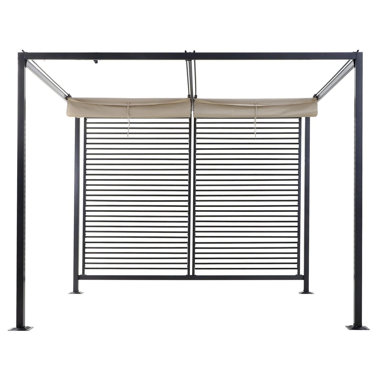 Outsunny Retractable Metal Garden Pergola - 2.8m x 3m, Beige - ALL4U RETAILER LTD