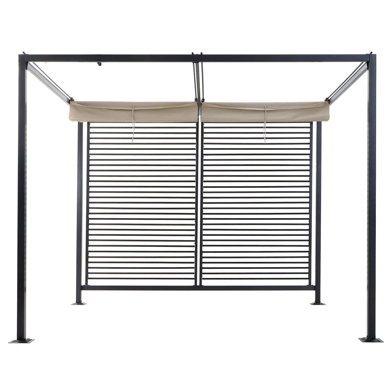 Outsunny Retractable Metal Garden Pergola - 2.8m x 3m, Beige - ALL4U RETAILER LTD