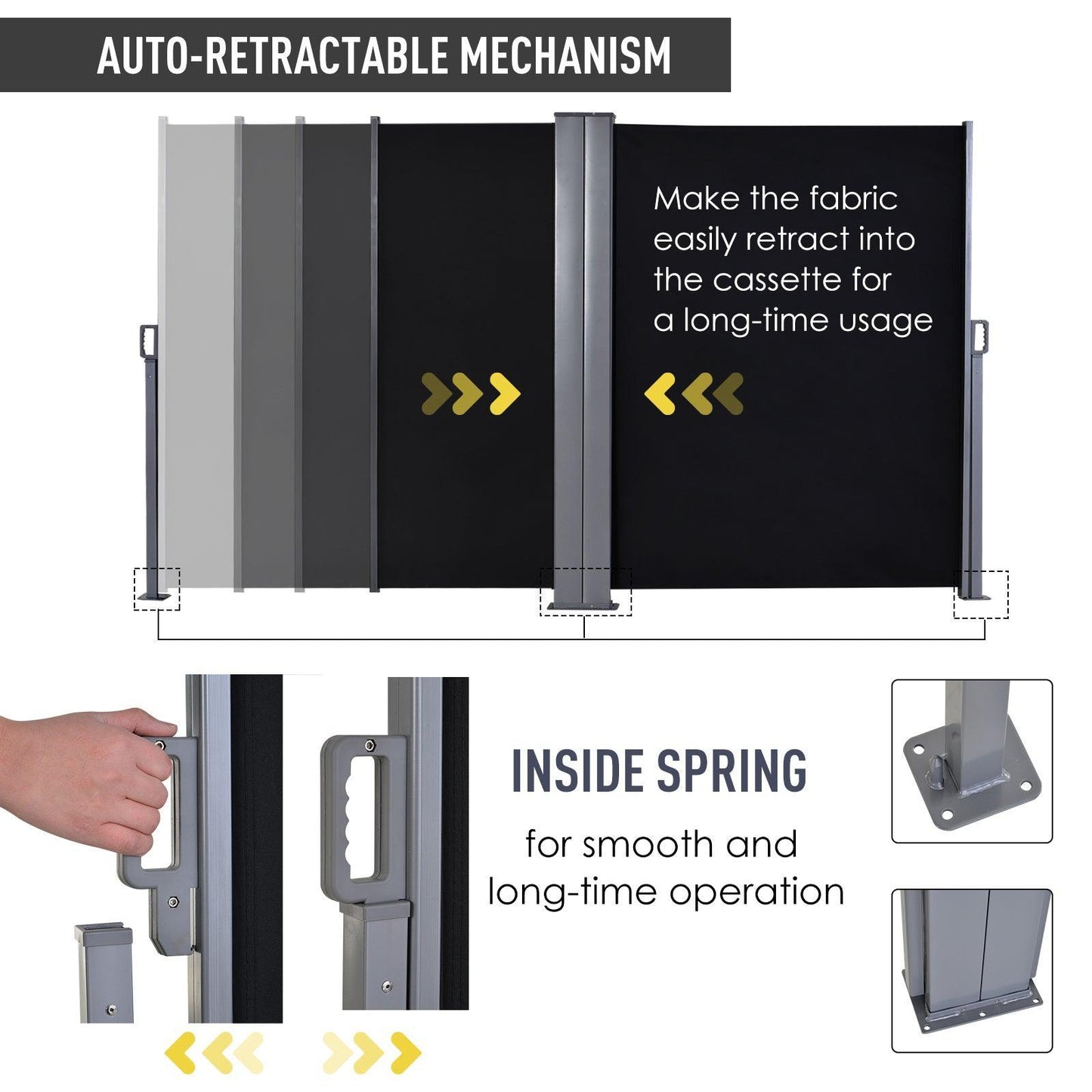 Outsunny Retractable Outdoor Awning - Privacy & Protection - ALL4U RETAILER LTD