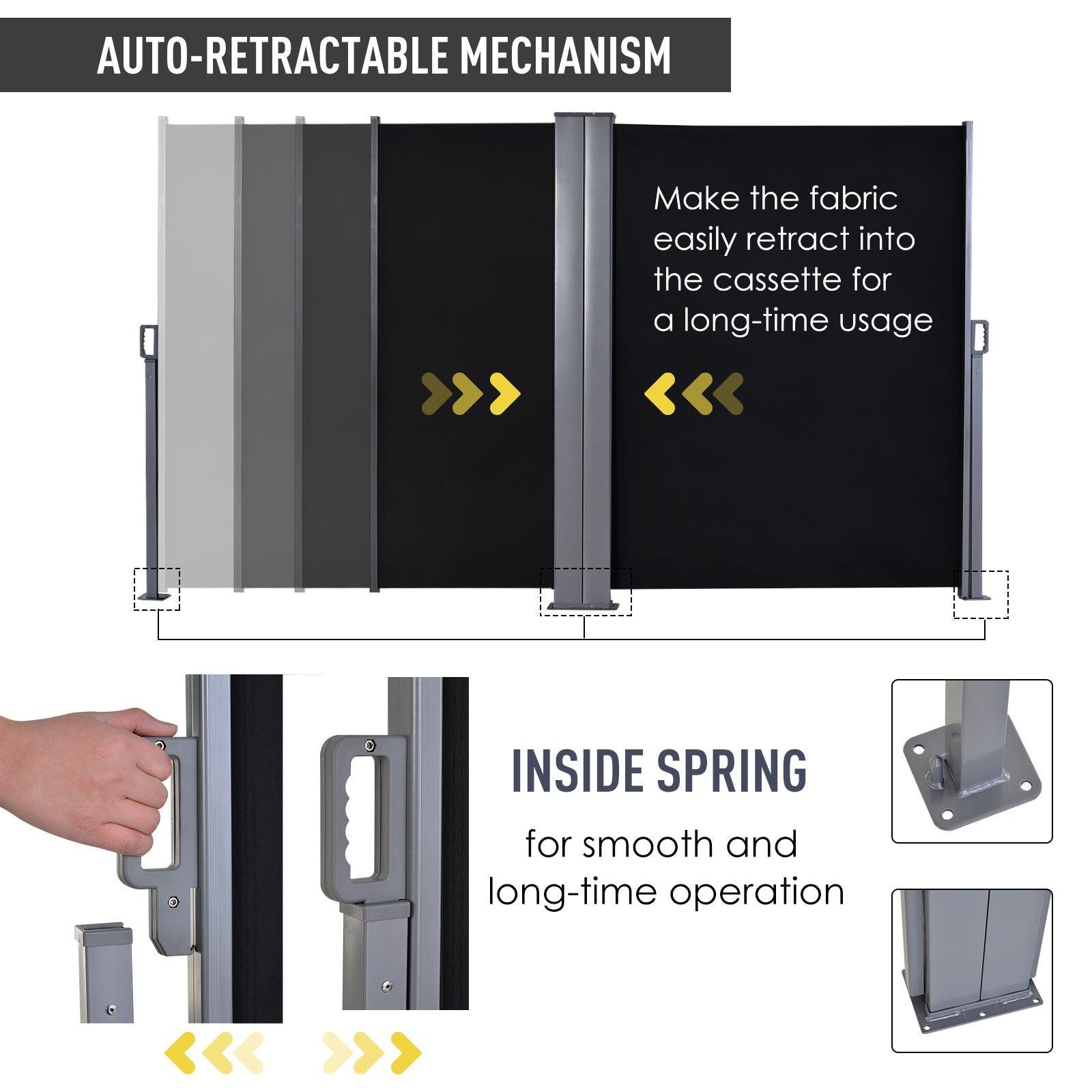 Outsunny Retractable Outdoor Awning - Privacy & Protection - ALL4U RETAILER LTD