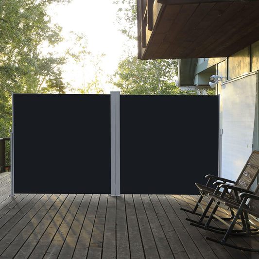 Outsunny Retractable Outdoor Privacy Screen 6x2m - Black - ALL4U RETAILER LTD