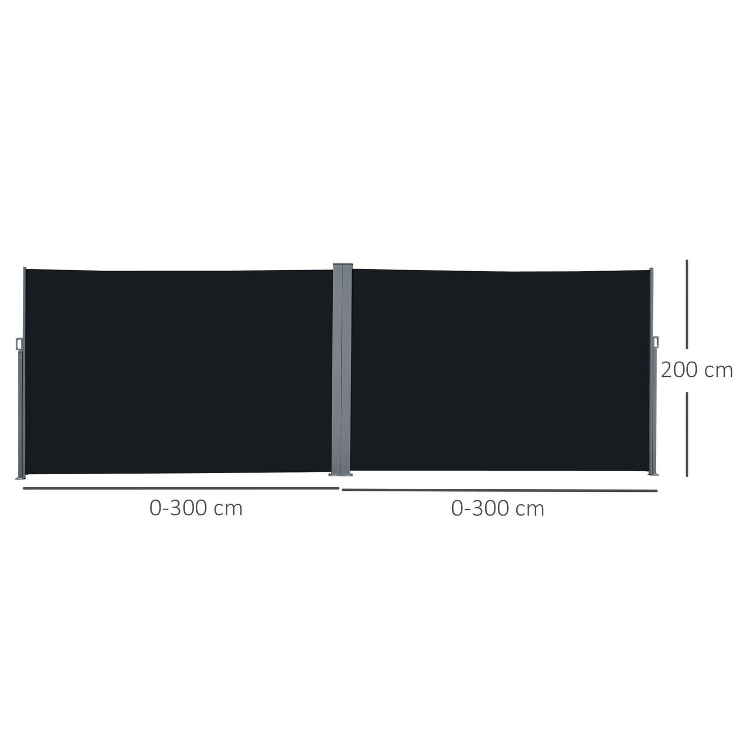 Outsunny Retractable Outdoor Privacy Screen 6x2m - Black - ALL4U RETAILER LTD