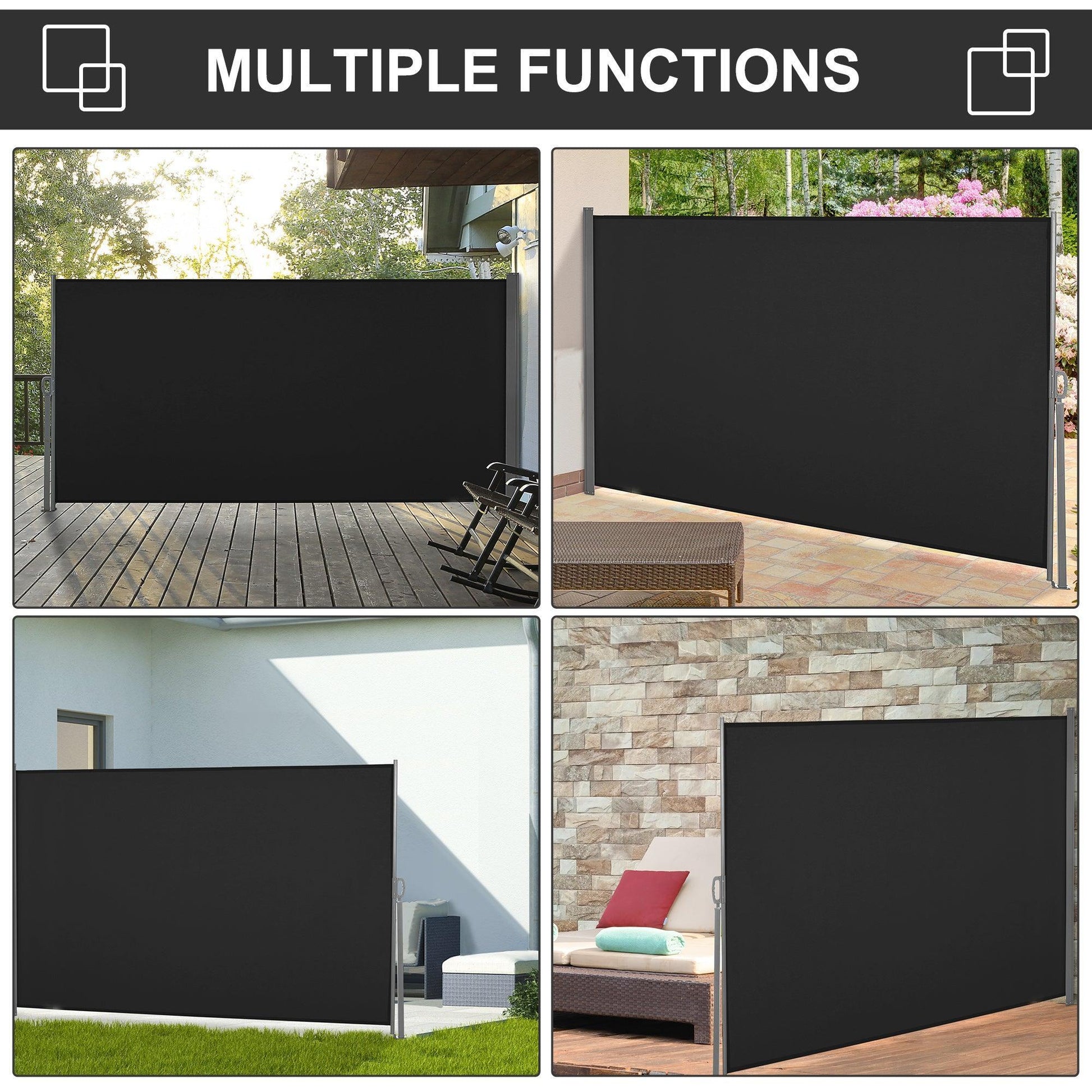 Outsunny Retractable Privacy Screen for Patio and Garden - ALL4U RETAILER LTD