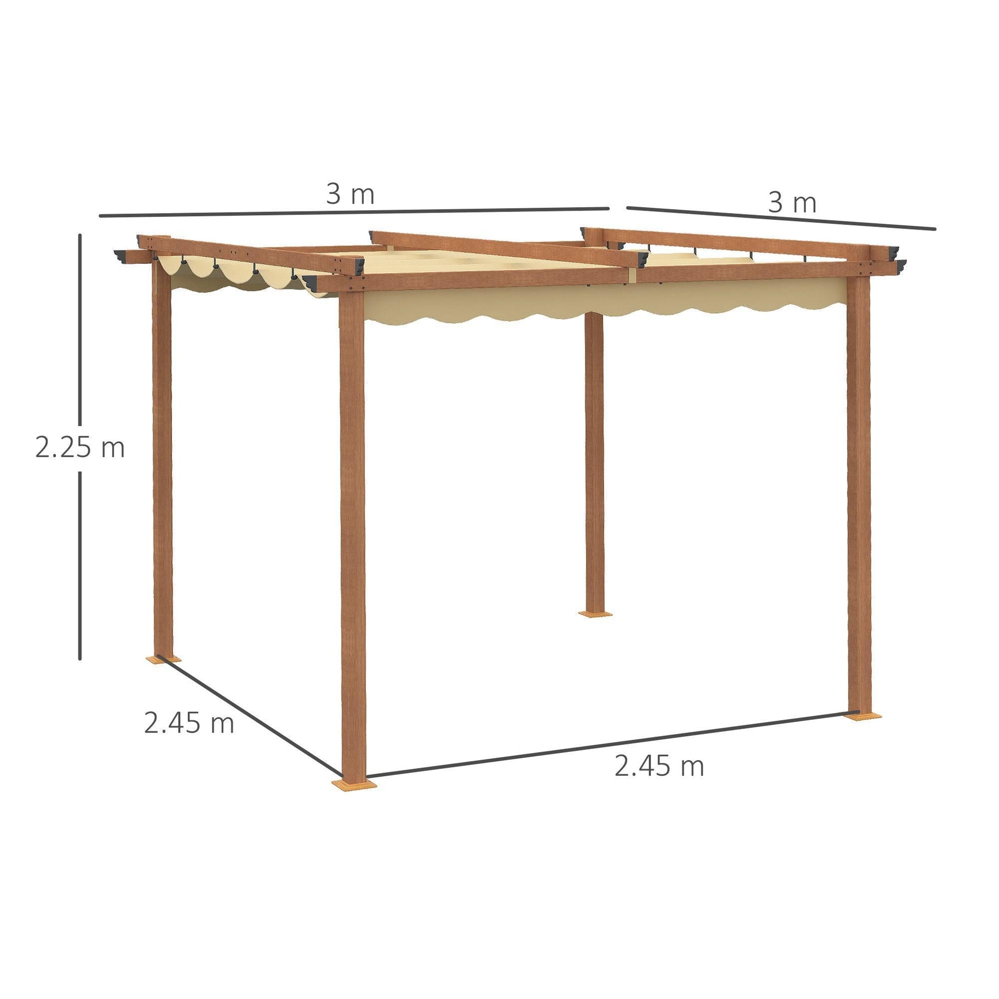 Outsunny Retractable Roof Pergola Canopy - ALL4U RETAILER LTD