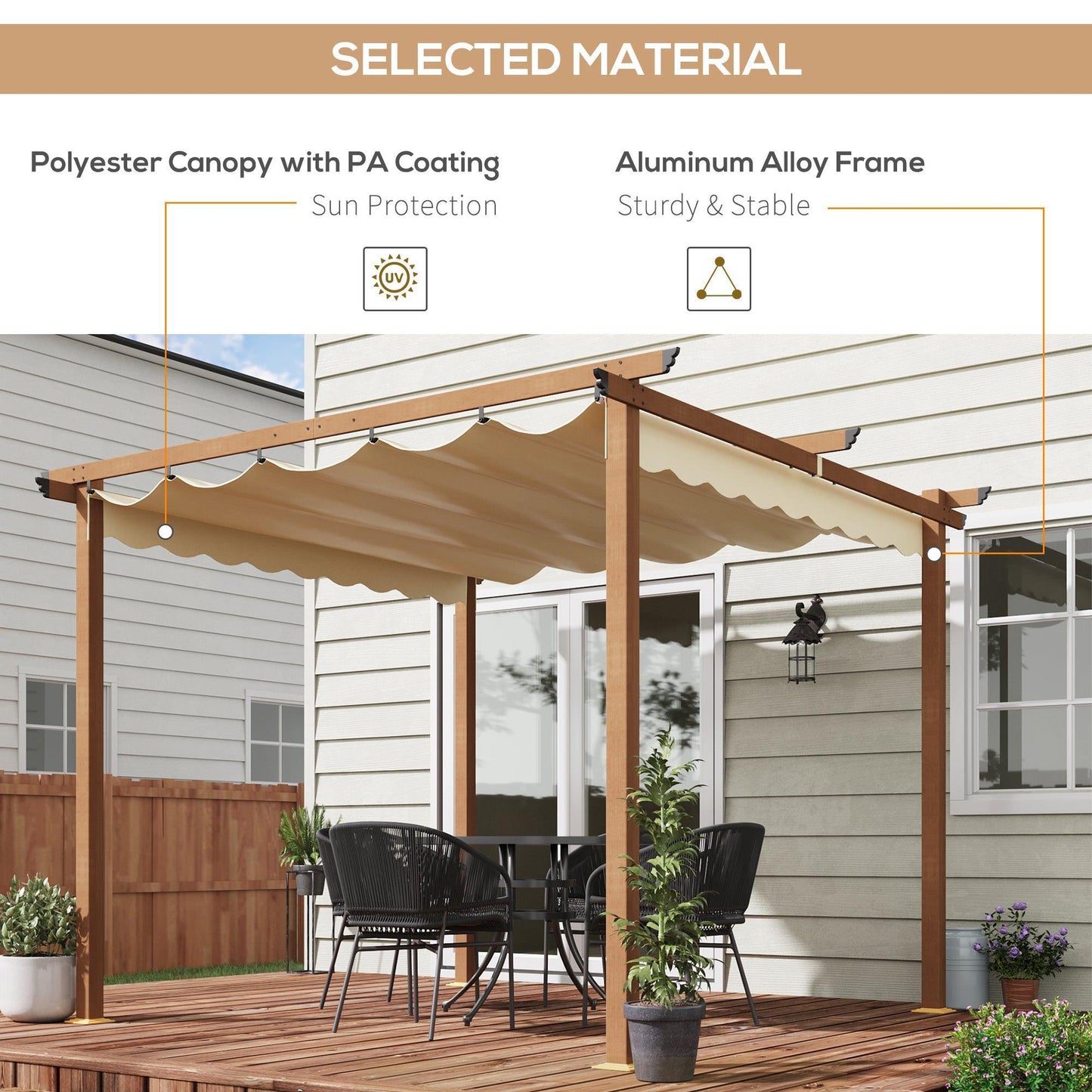 Outsunny Retractable Roof Pergola Canopy - ALL4U RETAILER LTD