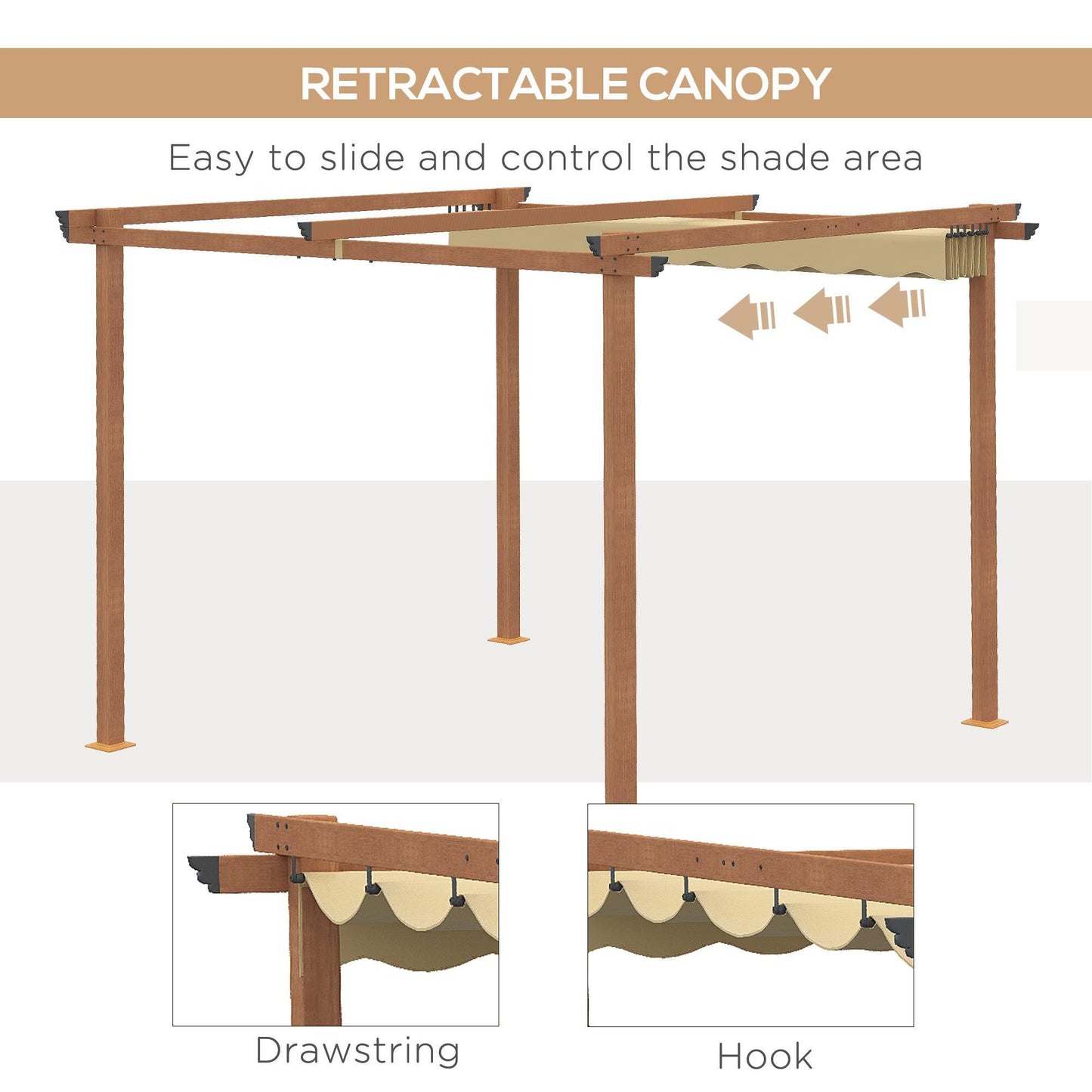 Outsunny Retractable Roof Pergola Canopy - ALL4U RETAILER LTD