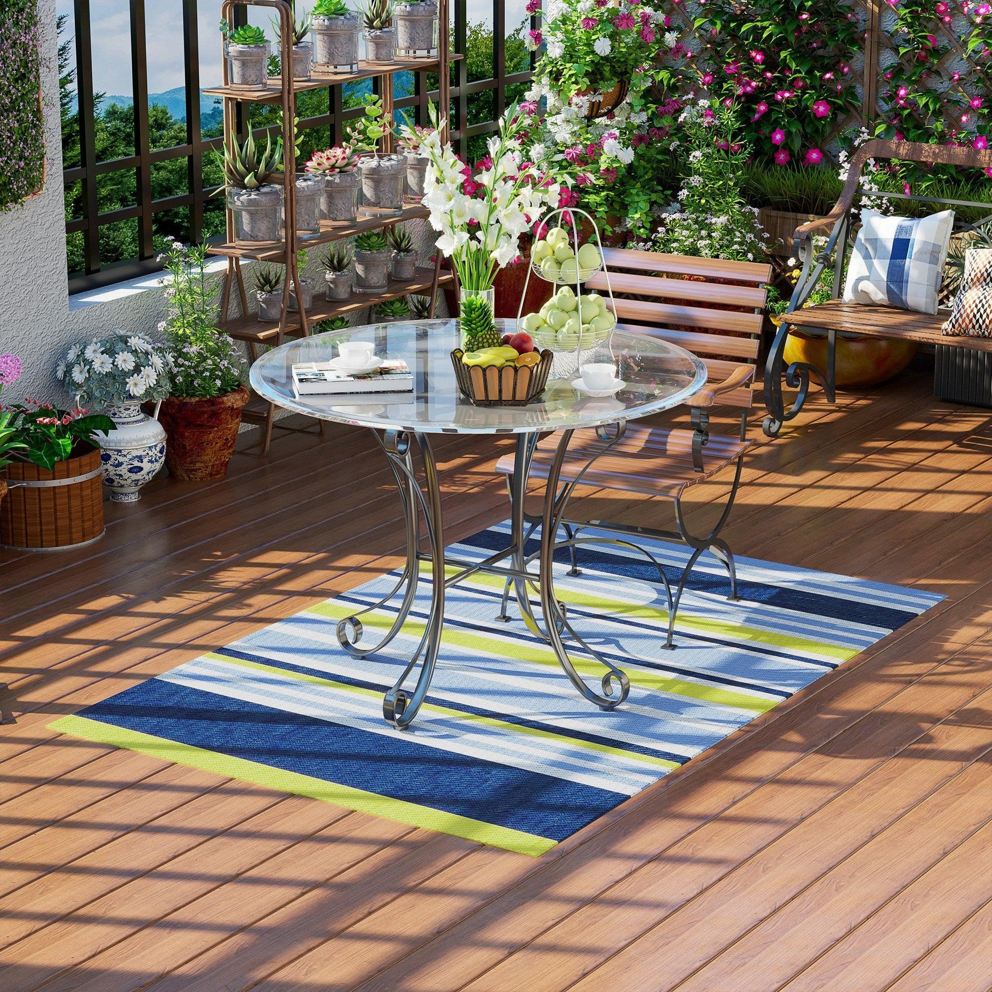 Outsunny Reversible Outdoor Rug - Waterproof Mat for Beach - ALL4U RETAILER LTD