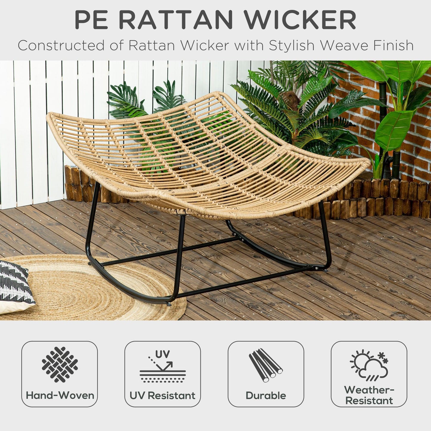 Outsunny Rocking Chair: Wicker Patio Luxury - ALL4U RETAILER LTD