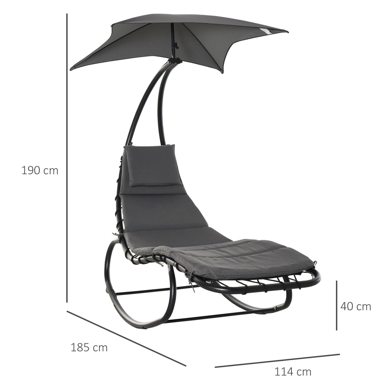 Outsunny Rocking Chaise Lounge with Canopy - ALL4U RETAILER LTD