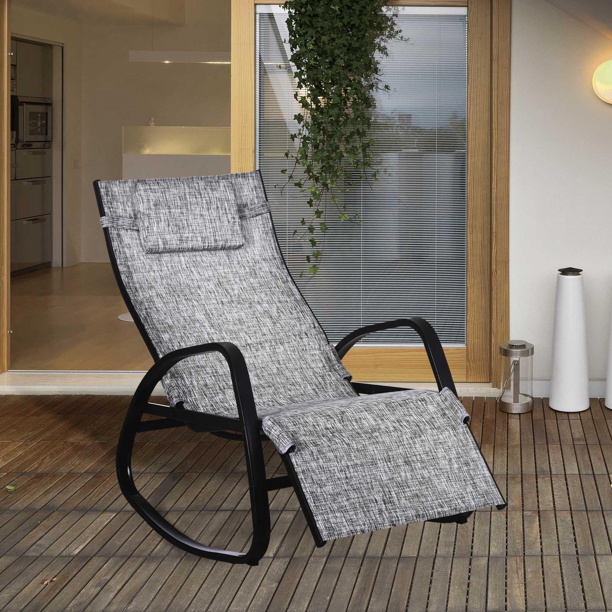 Outsunny Rocking Lounge Chair - Adjustable Recliner - ALL4U RETAILER LTD