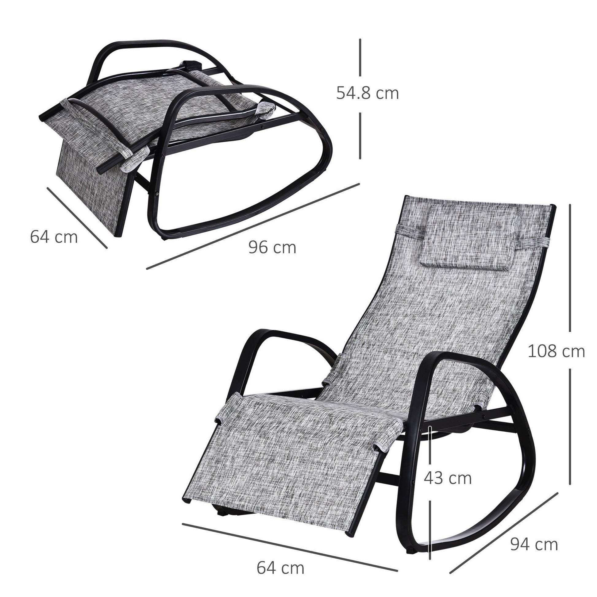 Outsunny Rocking Lounge Chair - Adjustable Recliner - ALL4U RETAILER LTD