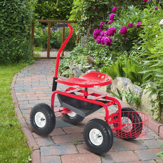 Outsunny Rolling Garden Cart: Adjustable & Heavy Duty - ALL4U RETAILER LTD