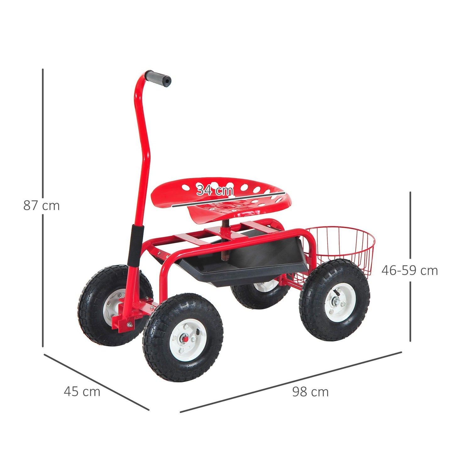 Outsunny Rolling Garden Cart: Adjustable & Heavy Duty - ALL4U RETAILER LTD