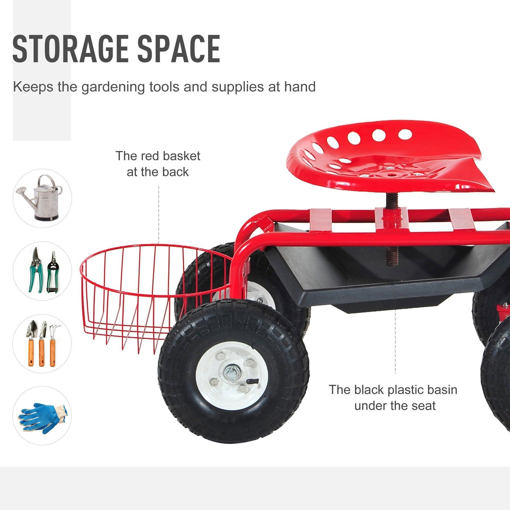 Outsunny Rolling Garden Cart: Adjustable & Heavy Duty - ALL4U RETAILER LTD