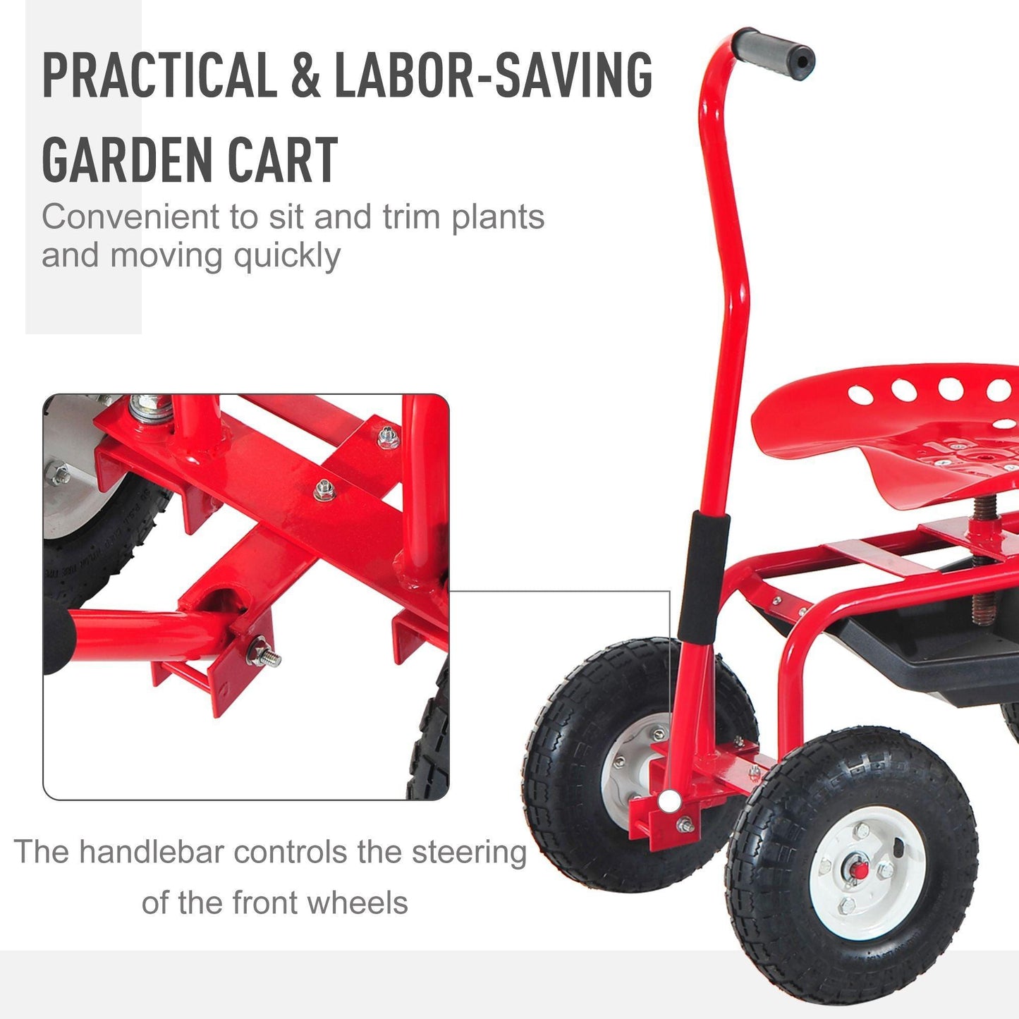 Outsunny Rolling Garden Cart: Adjustable & Heavy Duty - ALL4U RETAILER LTD