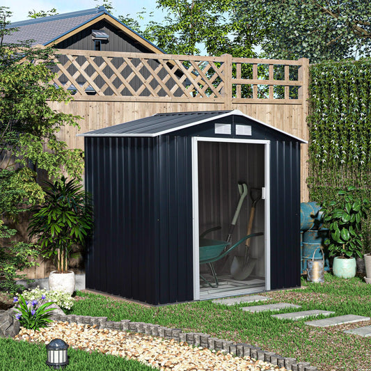 Outsunny Roofed Tool Shed - 7ft x 4ft, Dark Grey - ALL4U RETAILER LTD