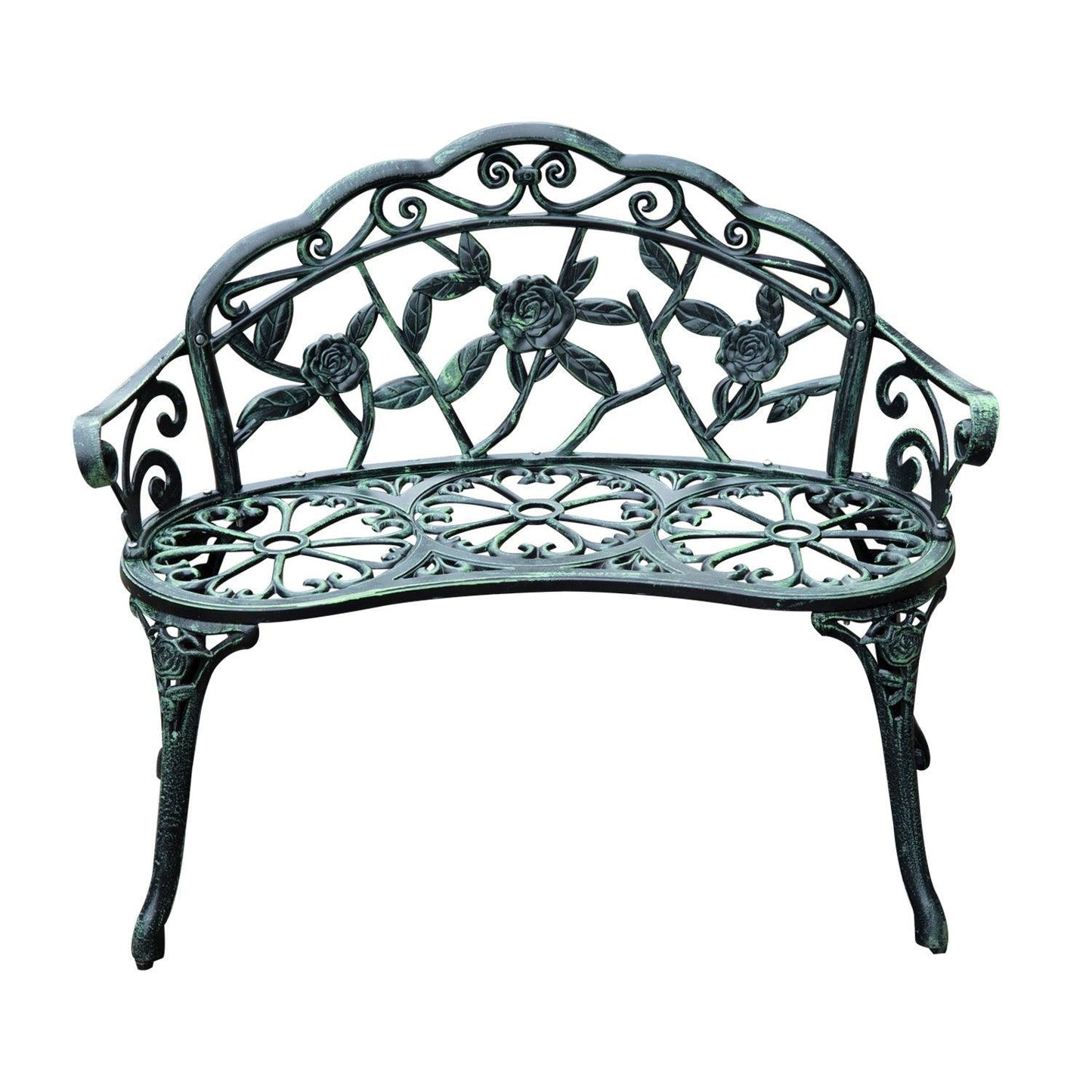 Outsunny Rose-Style Green Garden Bench - 2 Seater - ALL4U RETAILER LTD