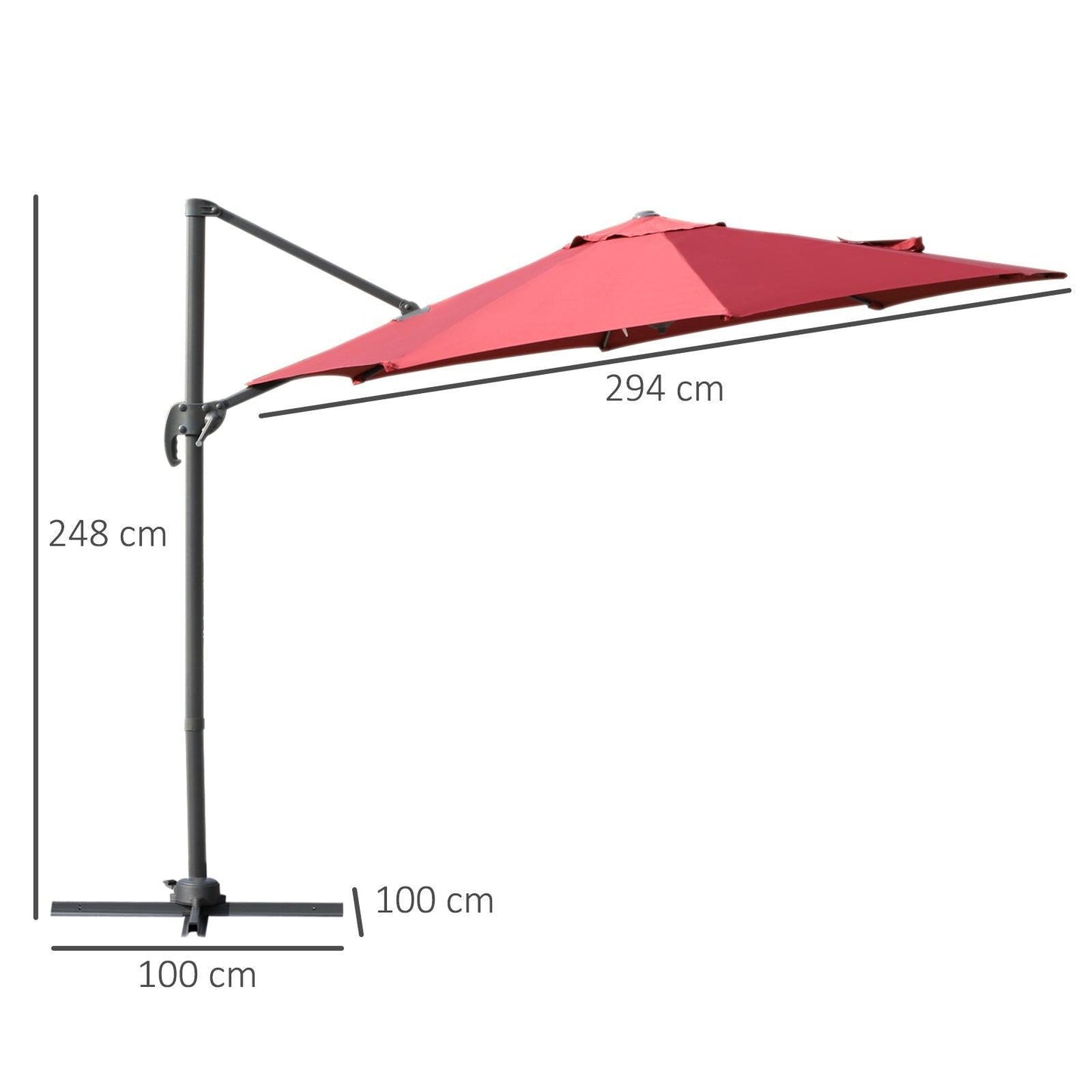 Outsunny Rotating Sun Umbrella: Wine Red for Stylish Shade - ALL4U RETAILER LTD