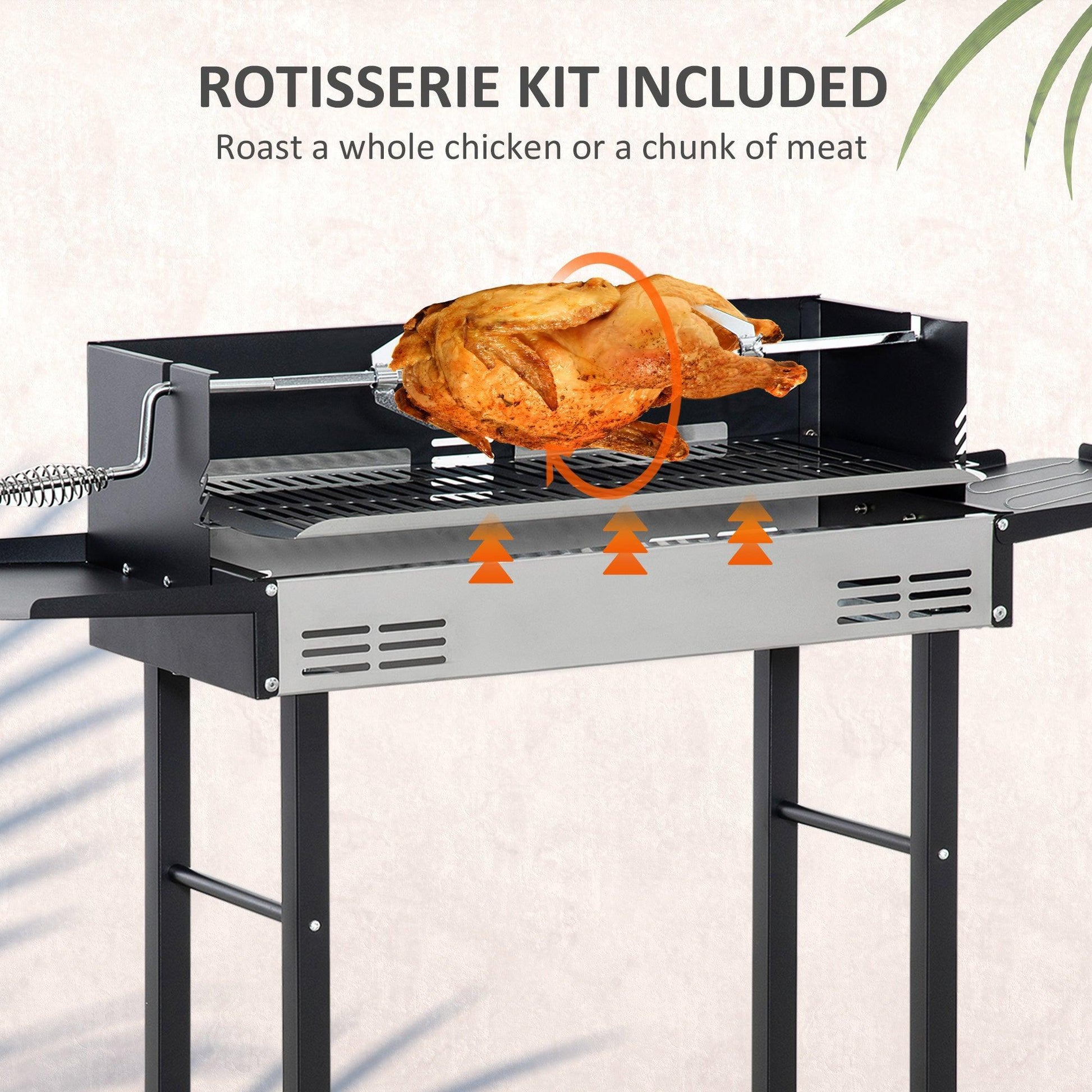 Outsunny Rotisserie BBQ Grill - Stainless Steel - ALL4U RETAILER LTD