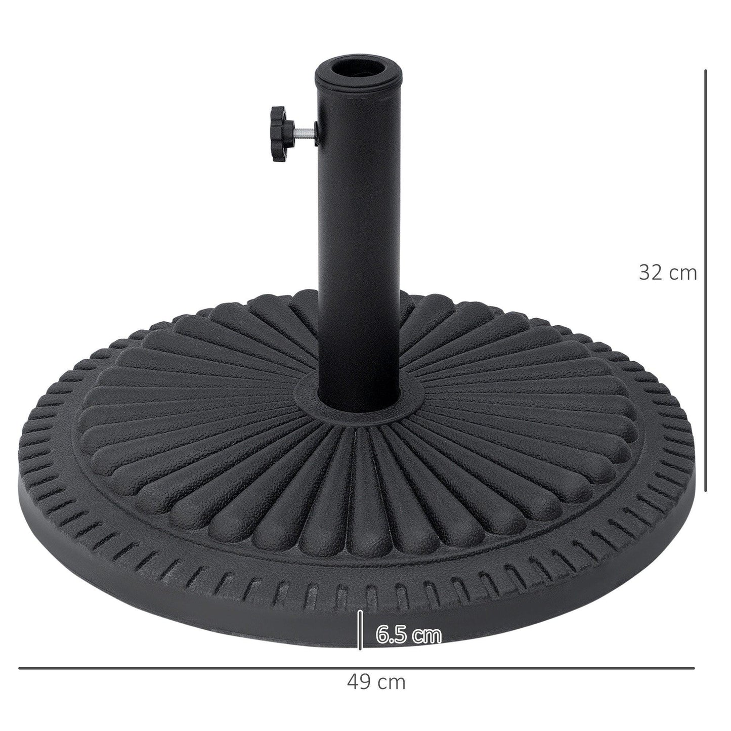 Outsunny Round 15kg Umbrella Base - Black - ALL4U RETAILER LTD