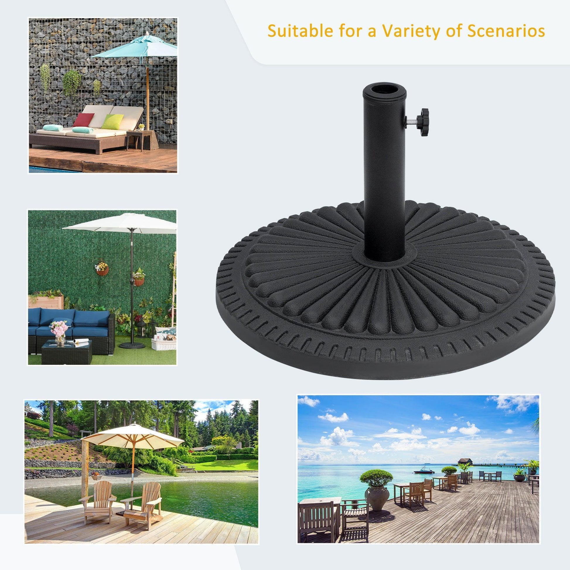 Outsunny Round 15kg Umbrella Base - Black - ALL4U RETAILER LTD