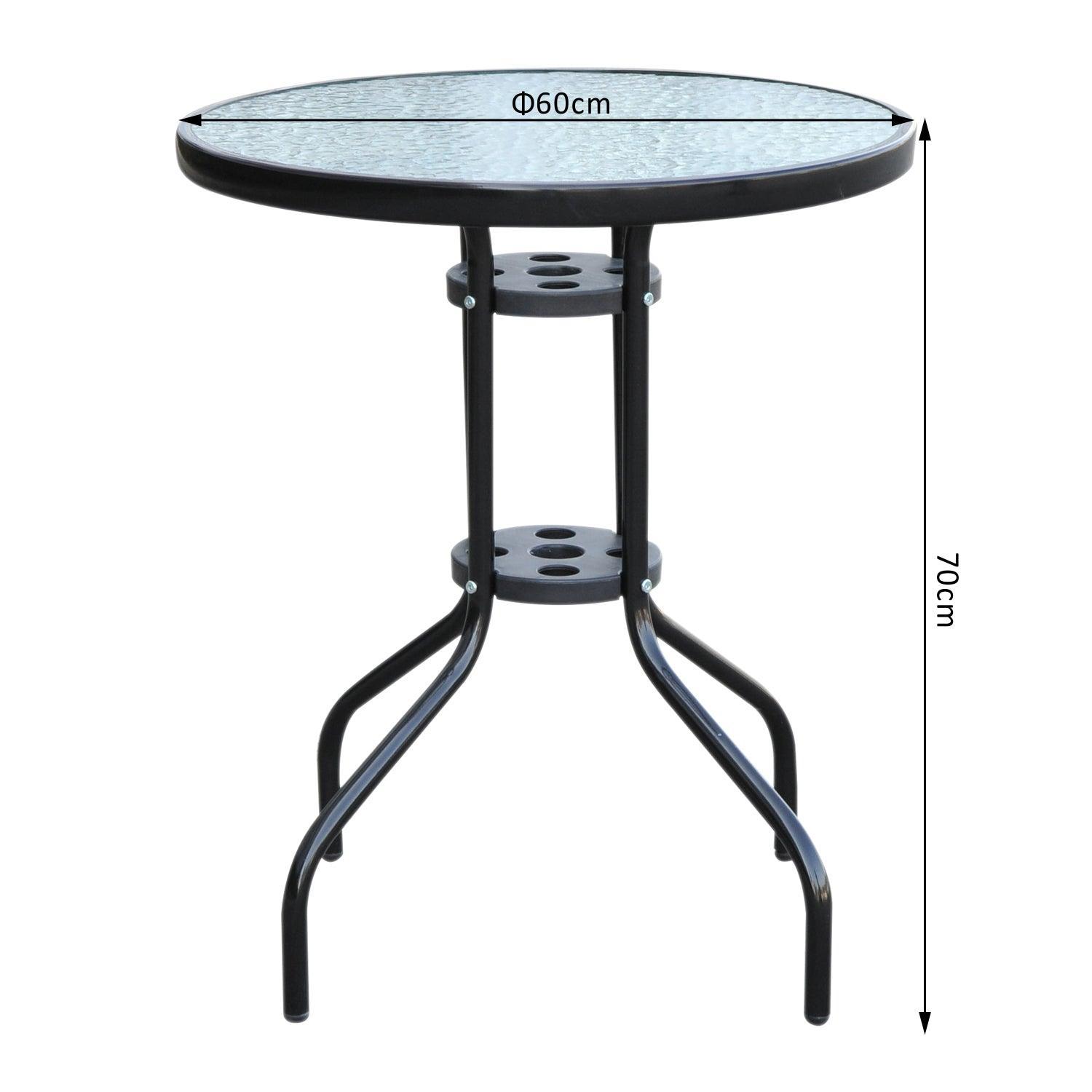 Outsunny Round Metal Outdoor Table: Sleek Black Design - ALL4U RETAILER LTD