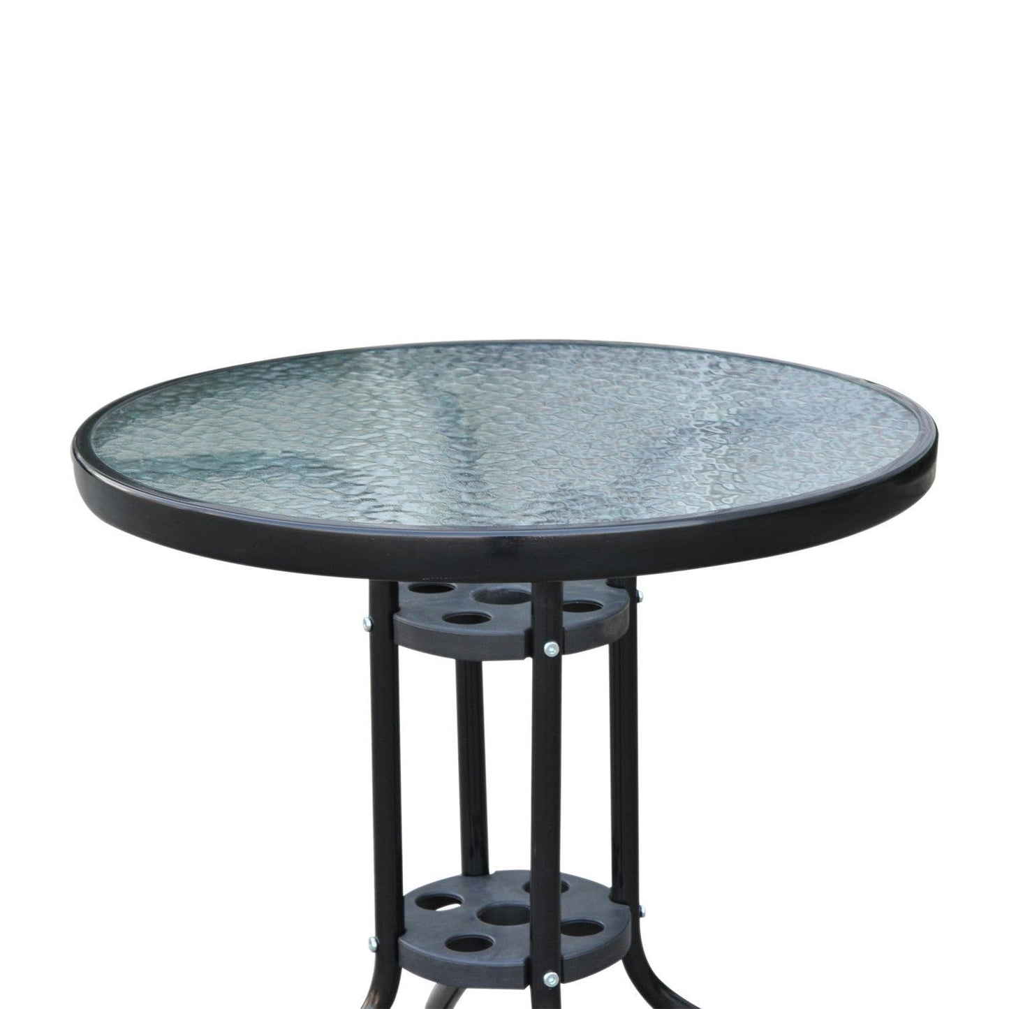 Outsunny Round Metal Outdoor Table: Sleek Black Design - ALL4U RETAILER LTD