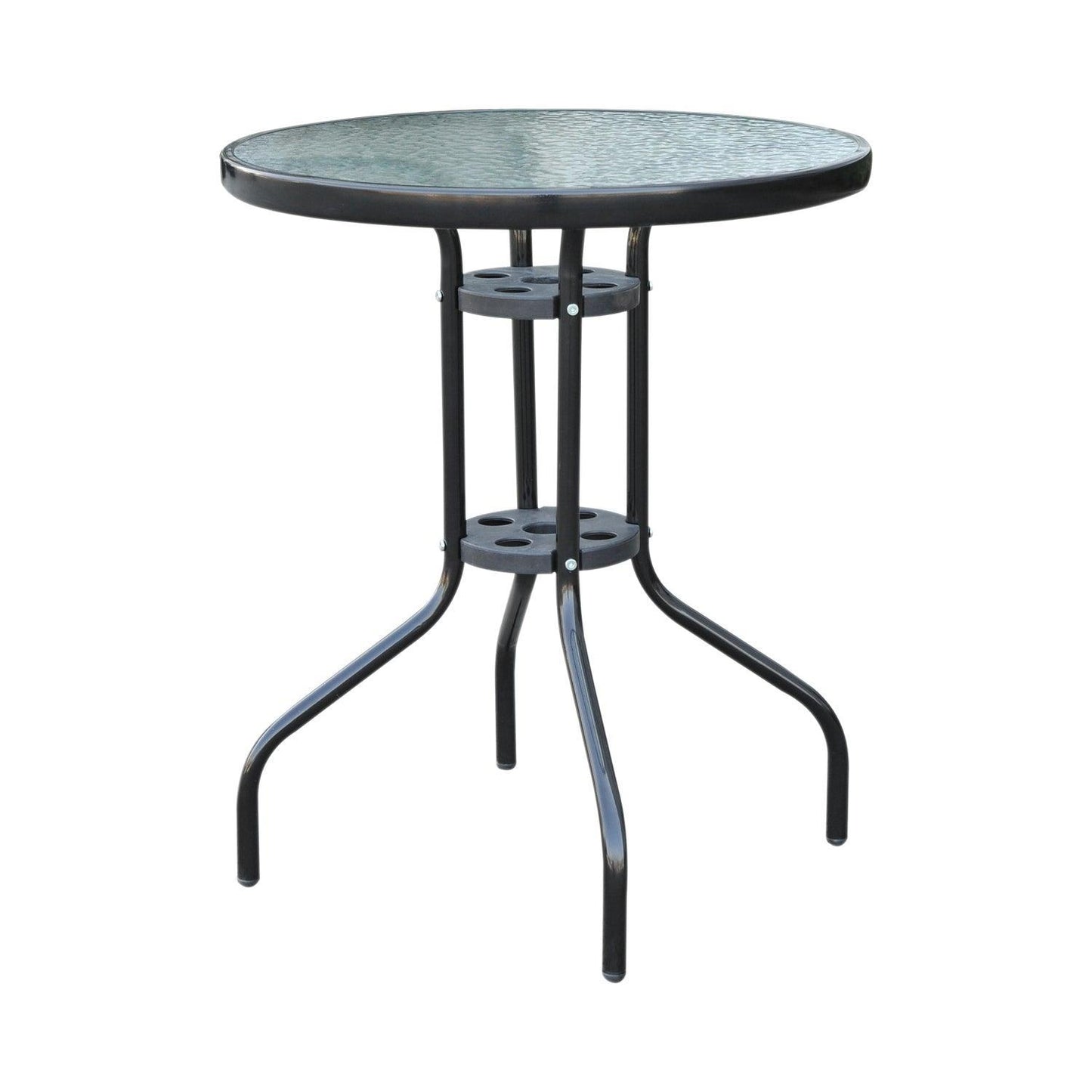 Outsunny Round Metal Outdoor Table: Sleek Black Design - ALL4U RETAILER LTD