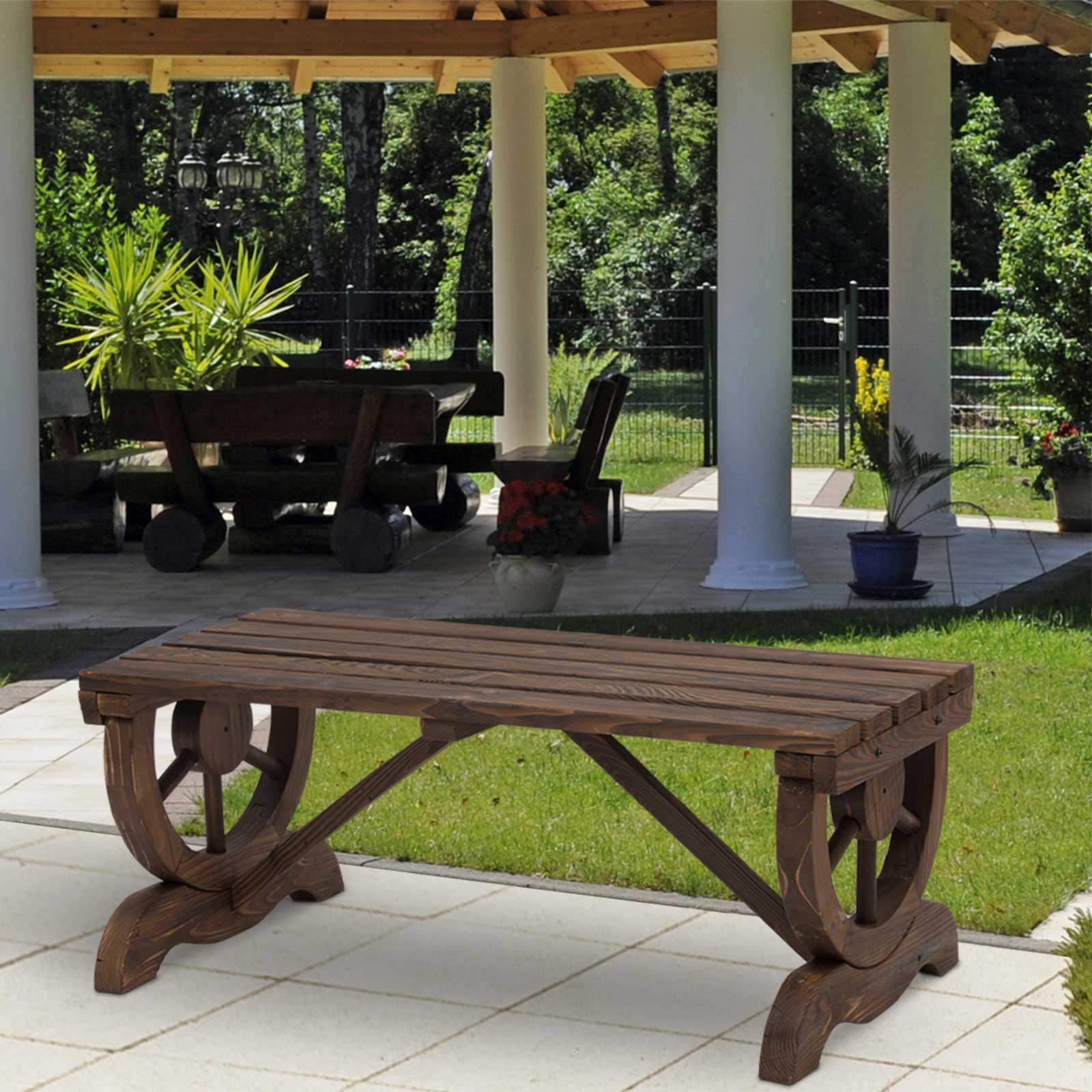 Outsunny Rustic Wooden Outdoor Bench - 2-Person Patio Seat - ALL4U RETAILER LTD