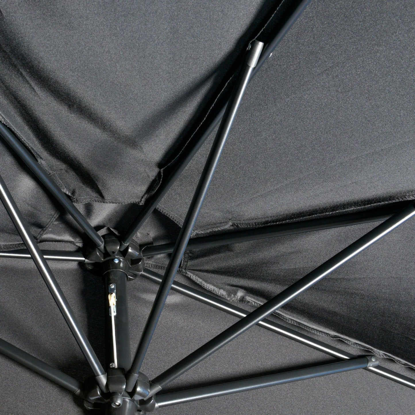 Outsunny Semi Round Black Patio Umbrella - Metal Frame, Crank Handle - ALL4U RETAILER LTD