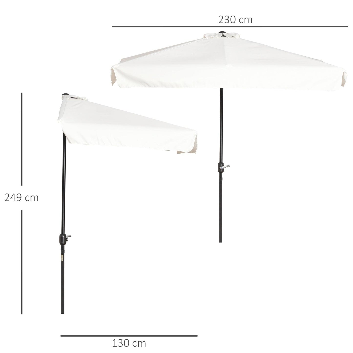 Outsunny Semi Round Umbrella - Cream White - ALL4U RETAILER LTD