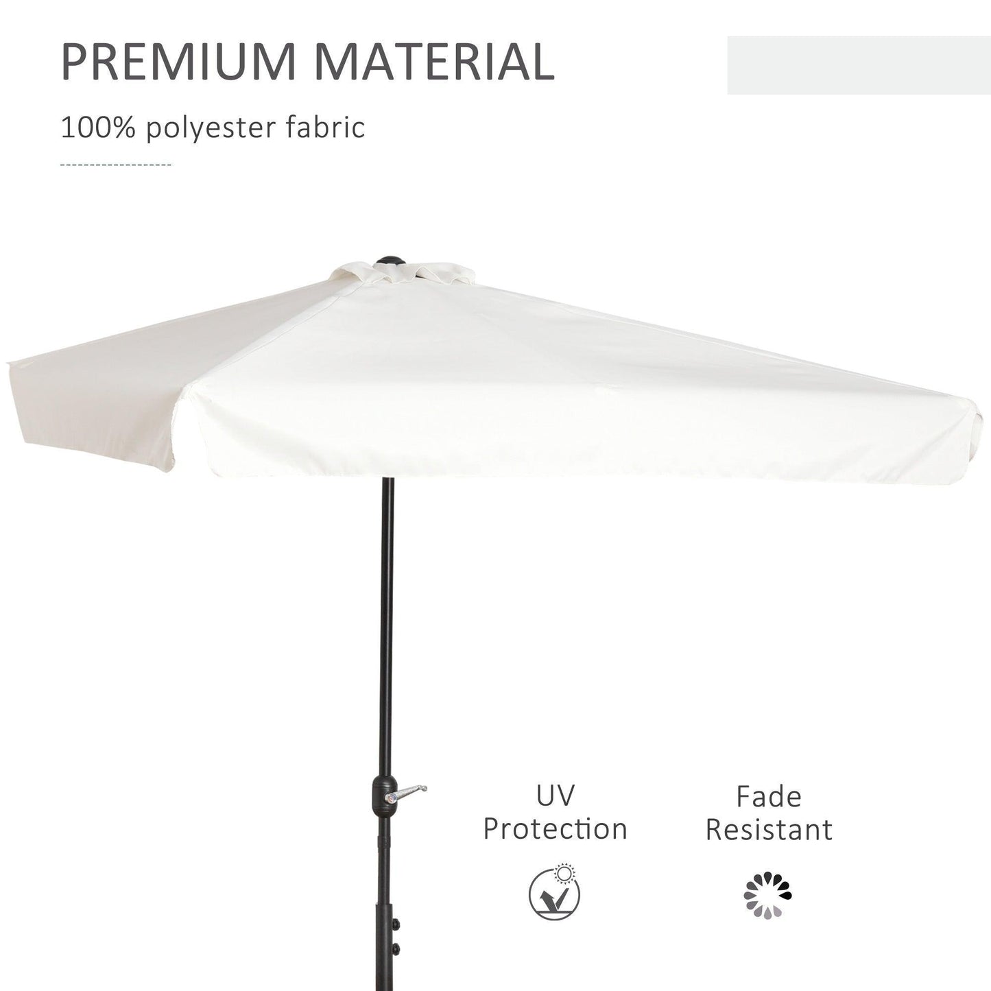 Outsunny Semi Round Umbrella - Cream White - ALL4U RETAILER LTD