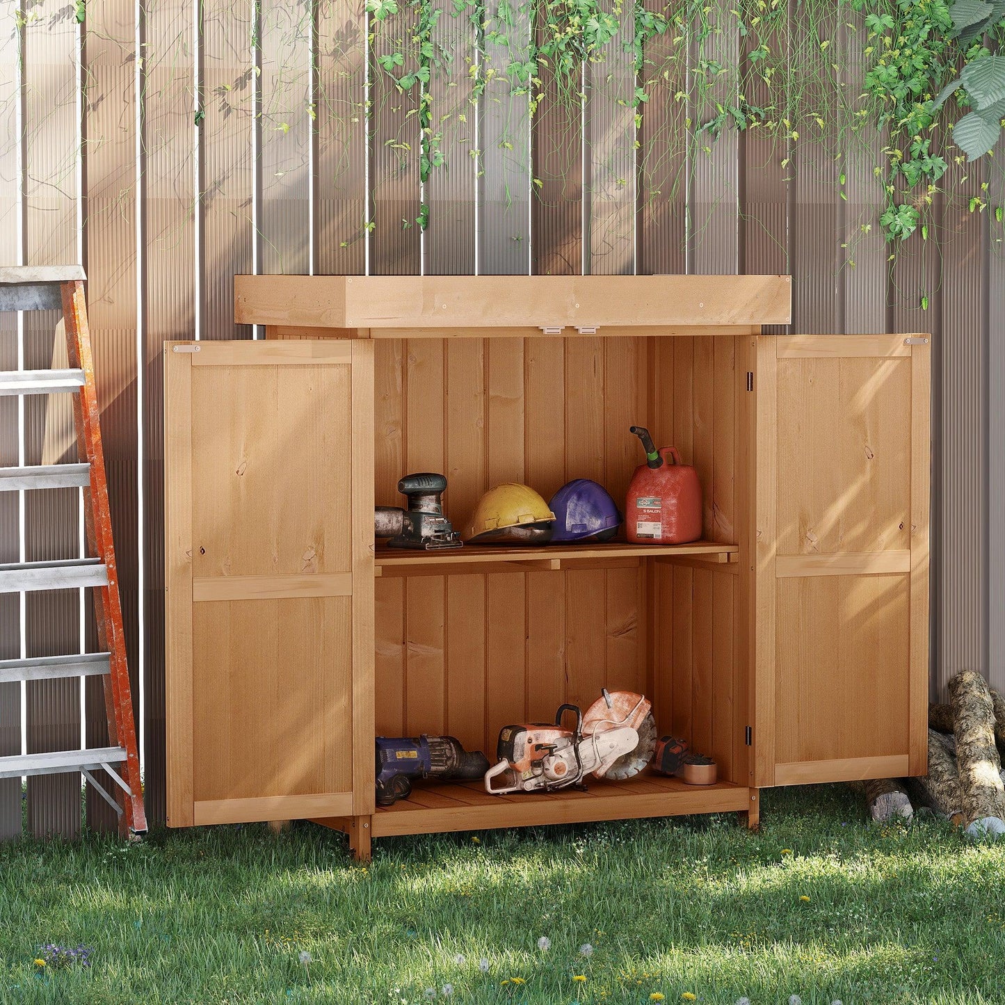 Outsunny Shed, Cedarwood-Burlywood: Garden Storage - ALL4U RETAILER LTD