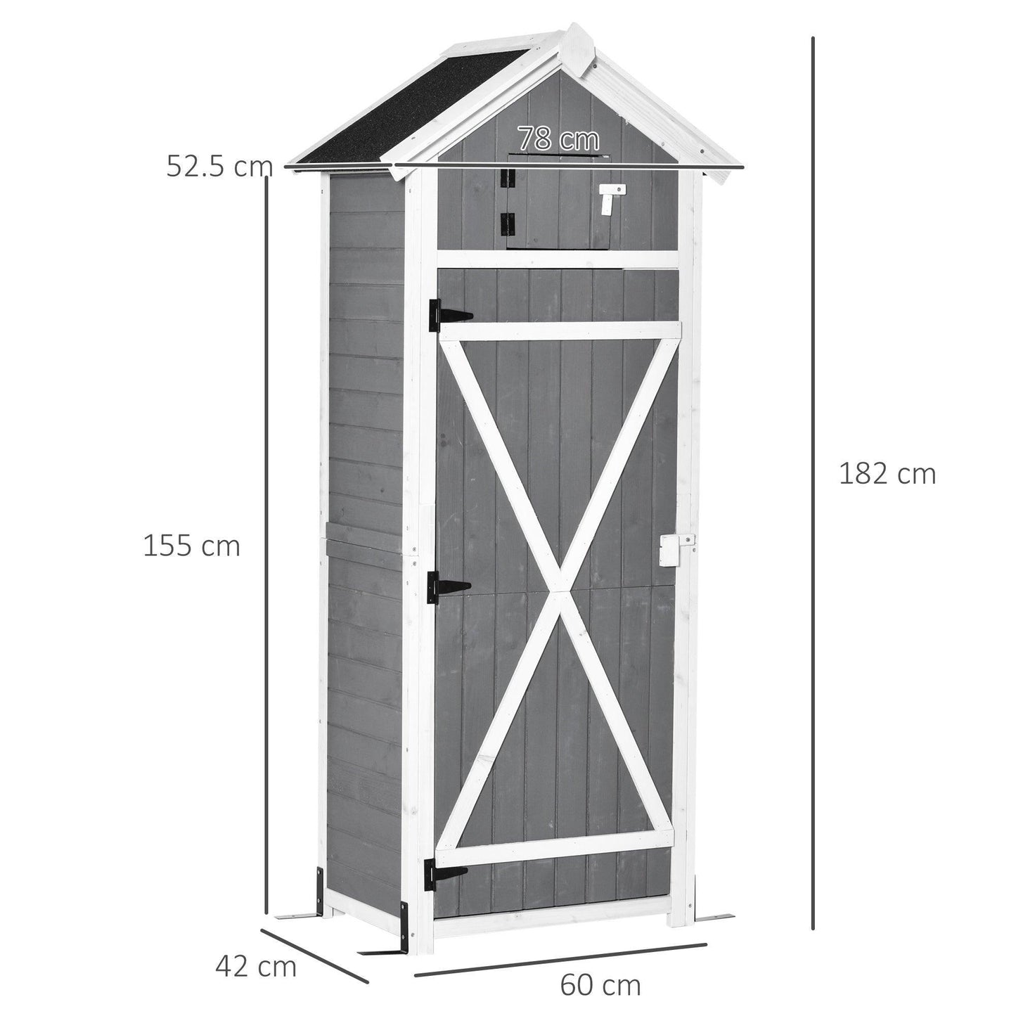 Outsunny Simple Grey Garden Shed Storage Cabinet with Workstation - ALL4U RETAILER LTD