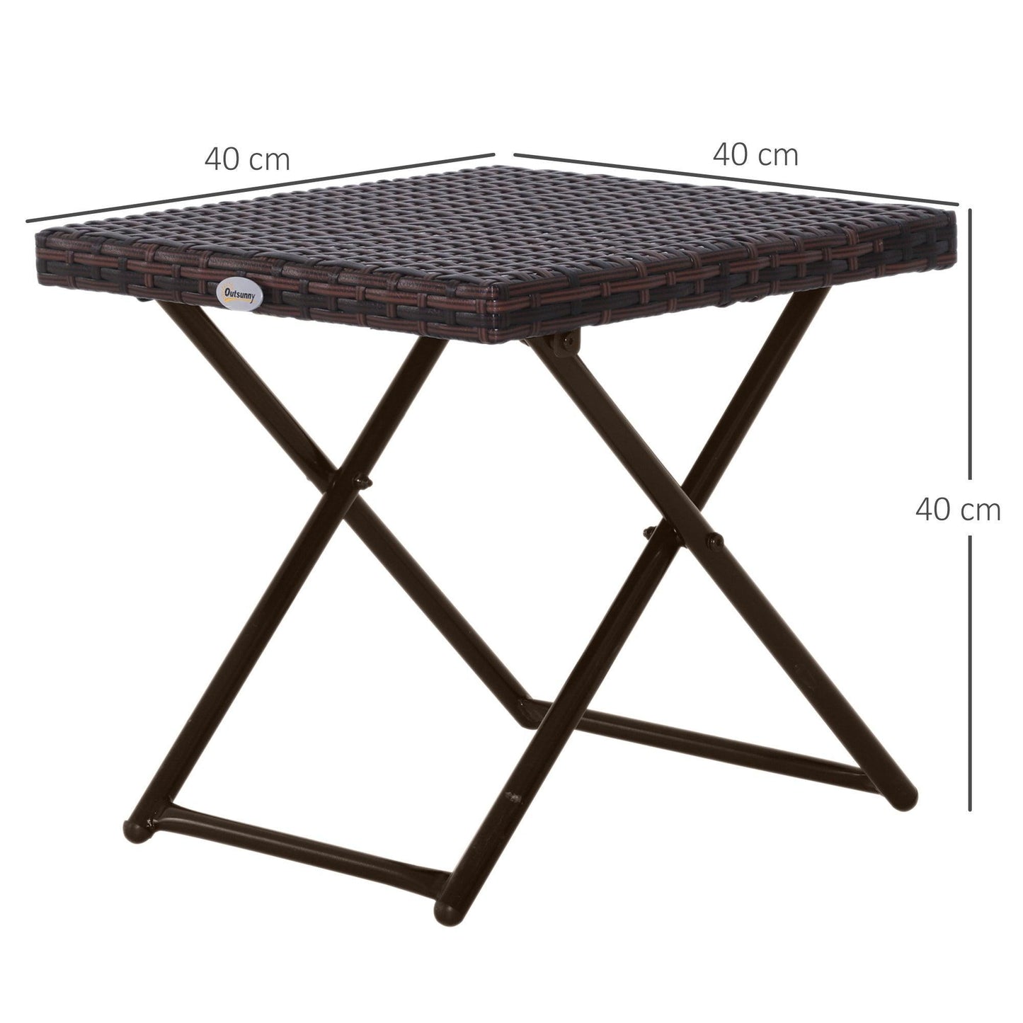 Outsunny Small Folding Rattan Coffee Table - Brown - ALL4U RETAILER LTD