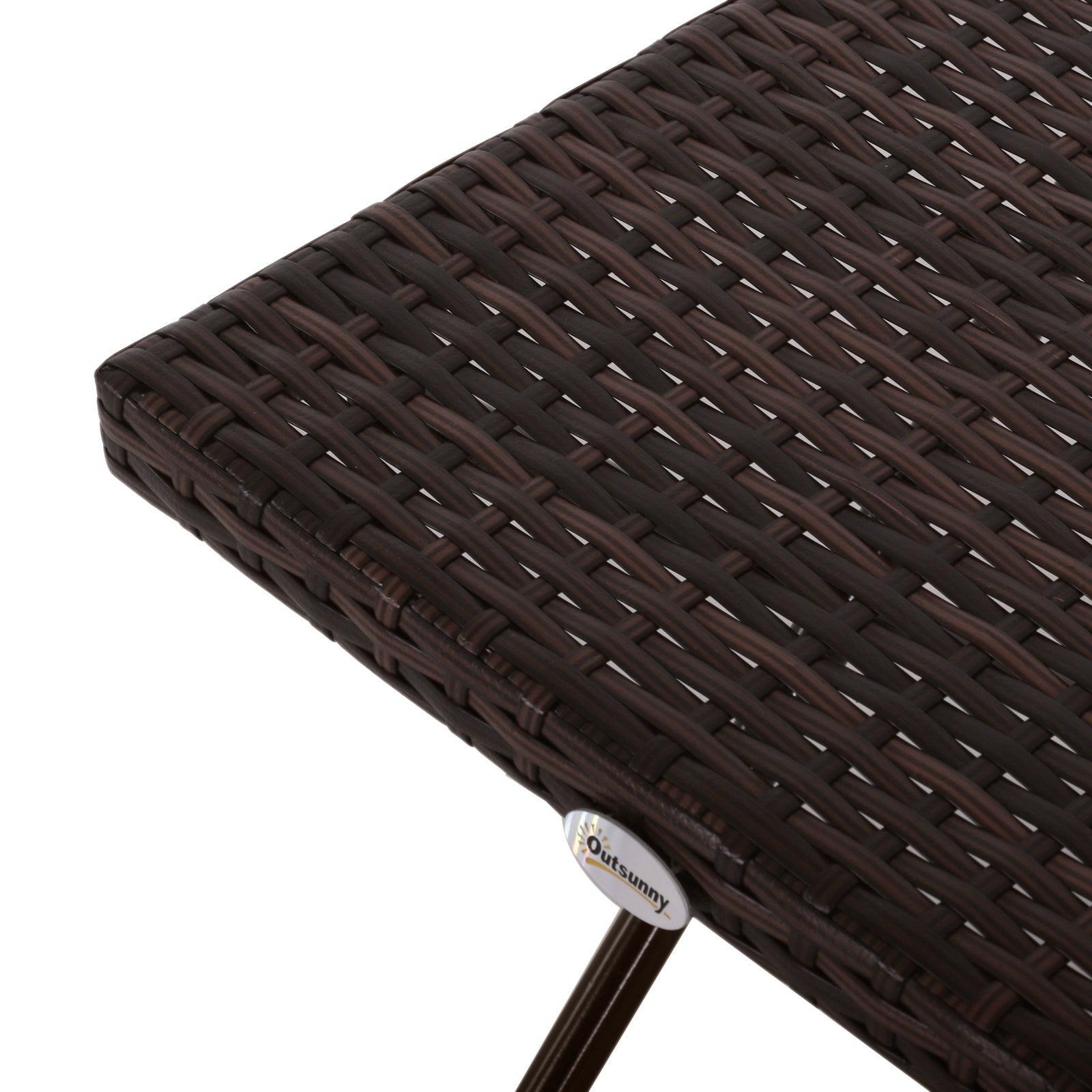 Outsunny Small Folding Rattan Coffee Table - Brown - ALL4U RETAILER LTD