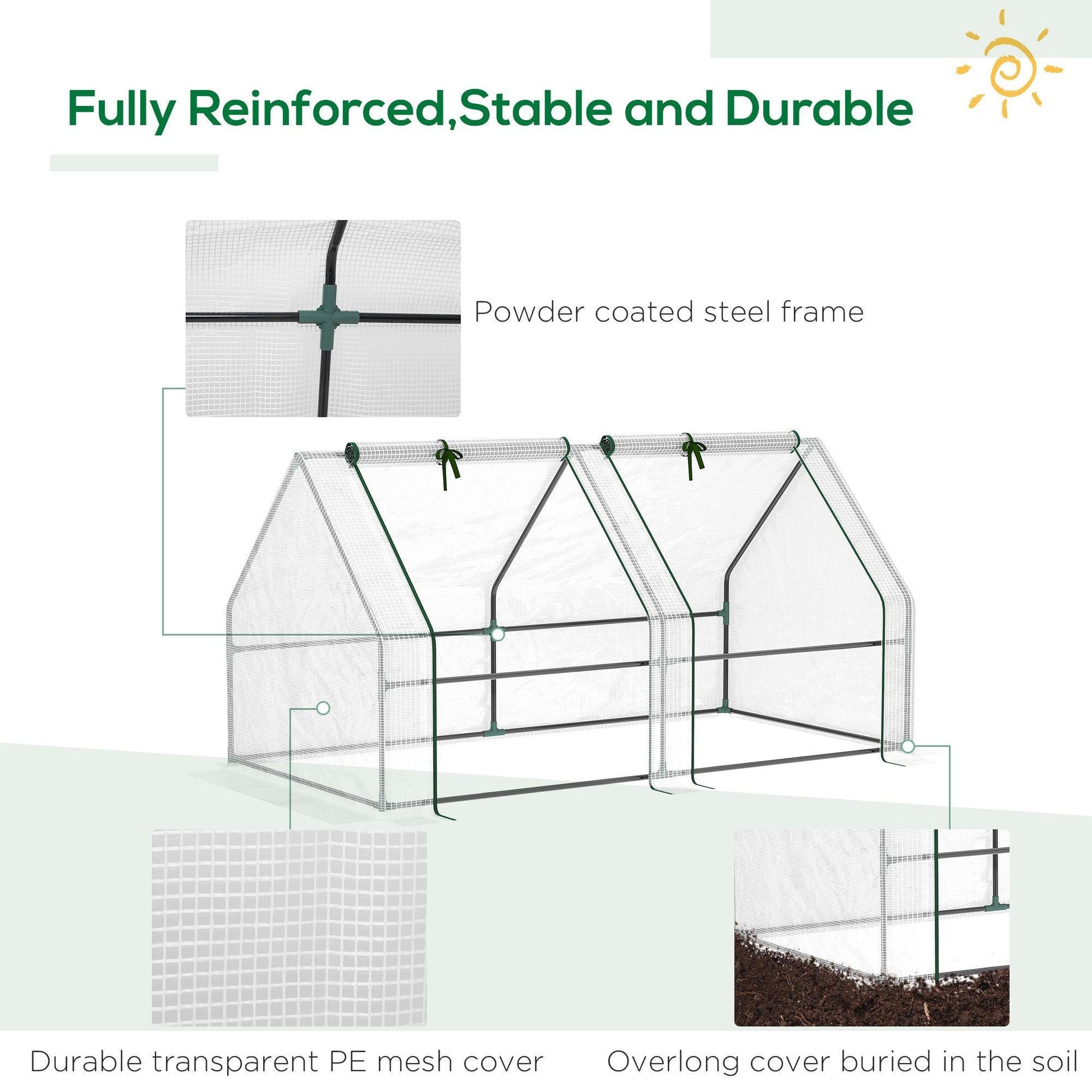 Outsunny Small Greenhouse – 180x90x90cm, White - ALL4U RETAILER LTD